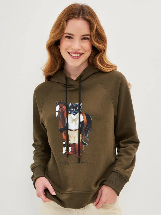 Olive hoodie rider cat - Funny Cat Hoodie & sweatshirt | For Cat Lovers | CAT by maniita