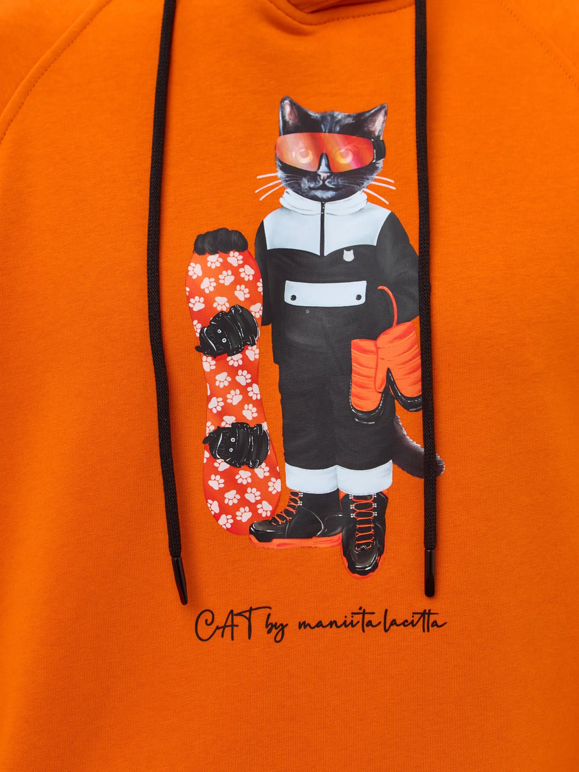 Orange hoodie snowboard cat - Funny Cat Hoodie & sweatshirt | For Cat Lovers | CAT by maniita