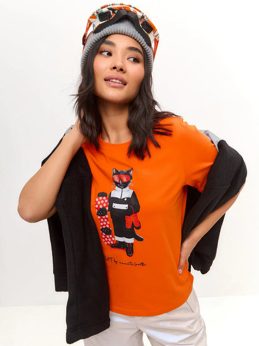 Orange t-shirt snowboard cat - Funny Cat T-shirt | For Cat Lovers | CAT by maniita lacitta