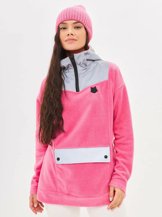 Pink Fleece hoodie CATRAIN - Funny Cat Fleece (recycled) | For Cat Lovers | CAT by maniita lacitta
