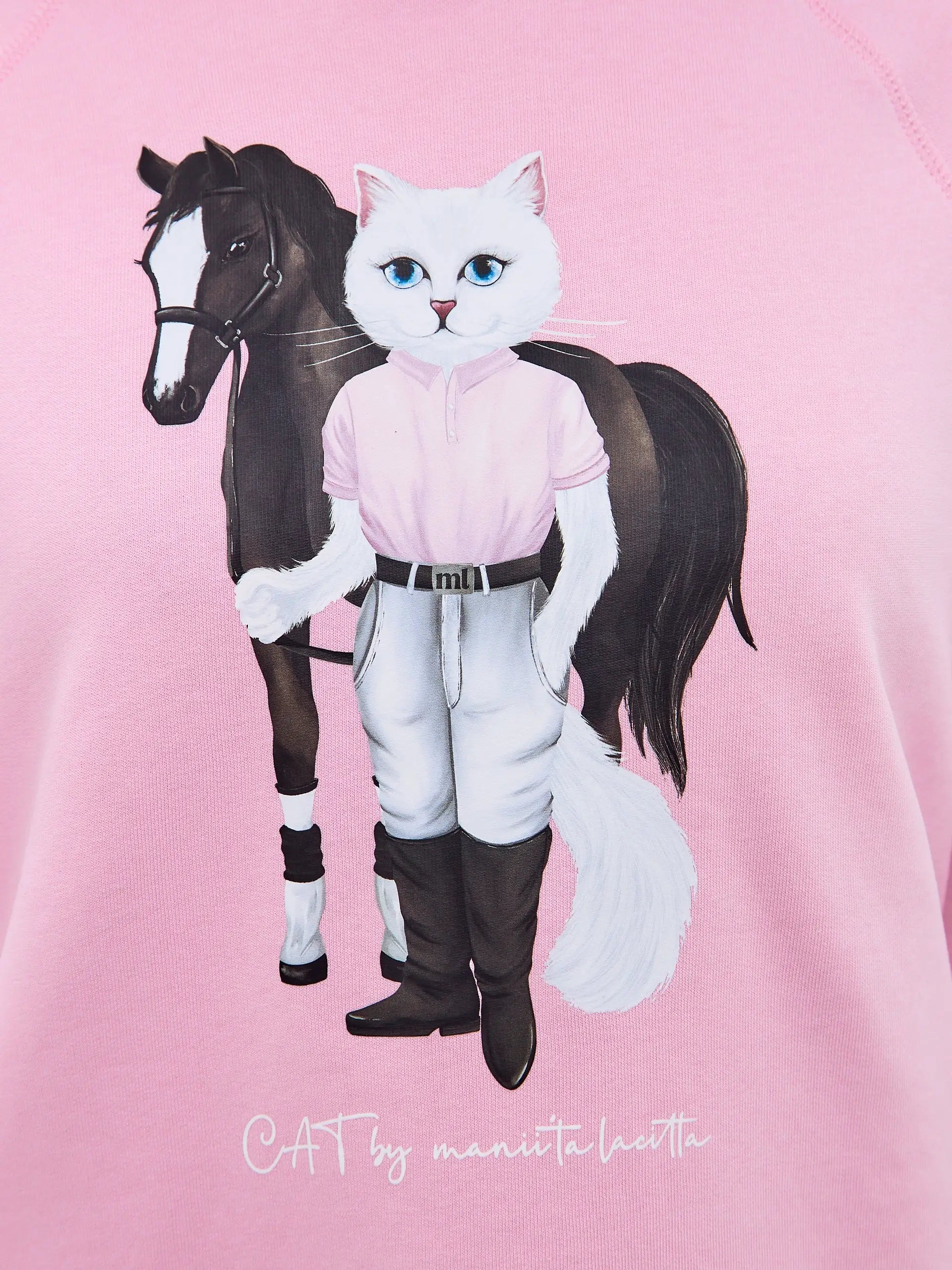 Pink hoodie white rider cat - Funny Cat Hoodie & sweatshirt | For Cat Lovers | CAT by maniita