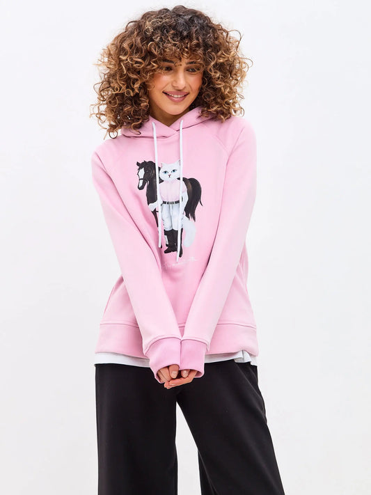 Pink hoodie white rider cat - Funny Cat Hoodie & sweatshirt | For Cat Lovers | CAT by maniita