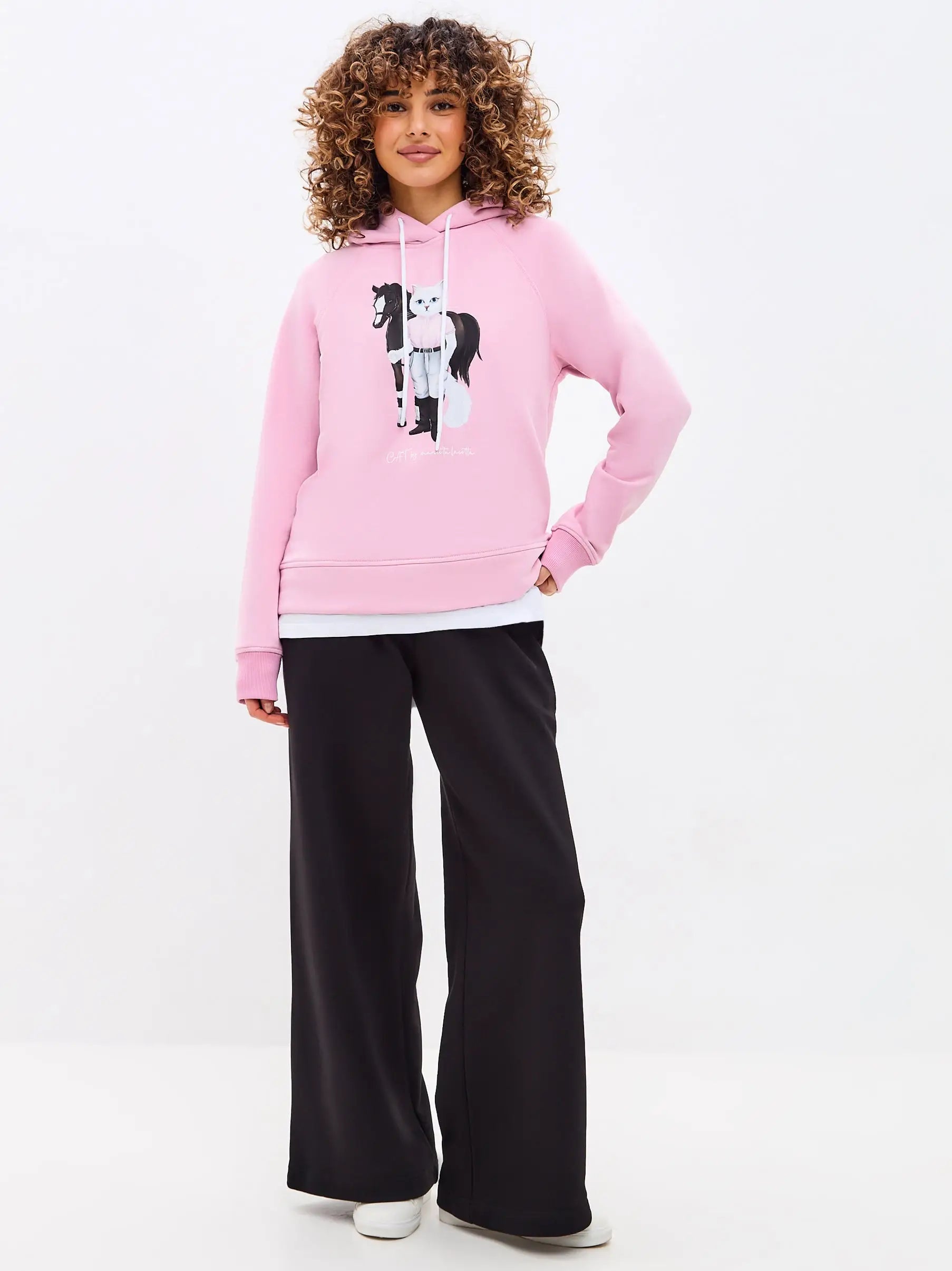 Pink hoodie white rider cat - Funny Cat Hoodie & sweatshirt | For Cat Lovers | CAT by maniita