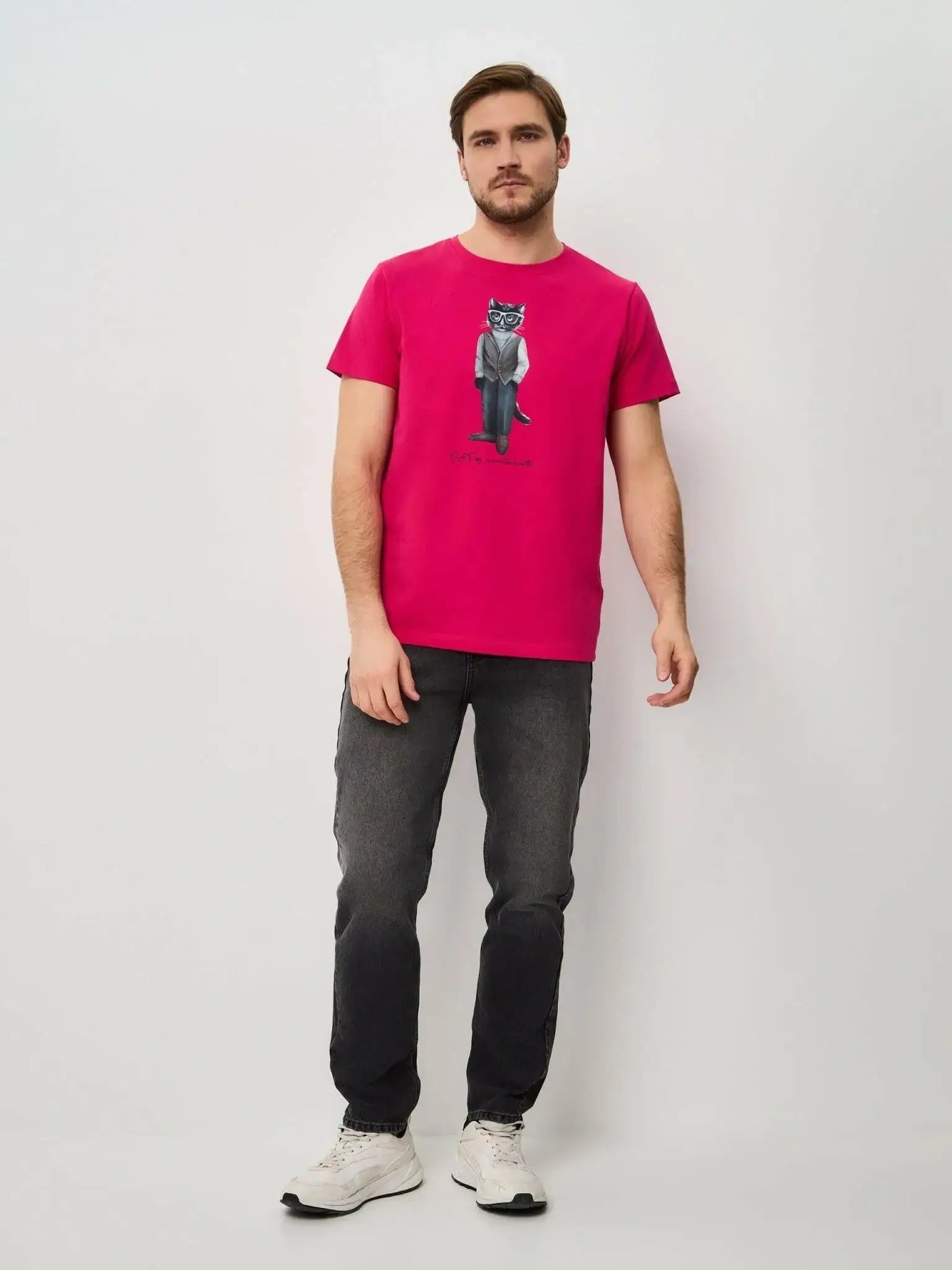 Pink t-shirt minimalist cat - Funny Cat T-shirt | For Cat Lovers | CAT by maniita lacitta