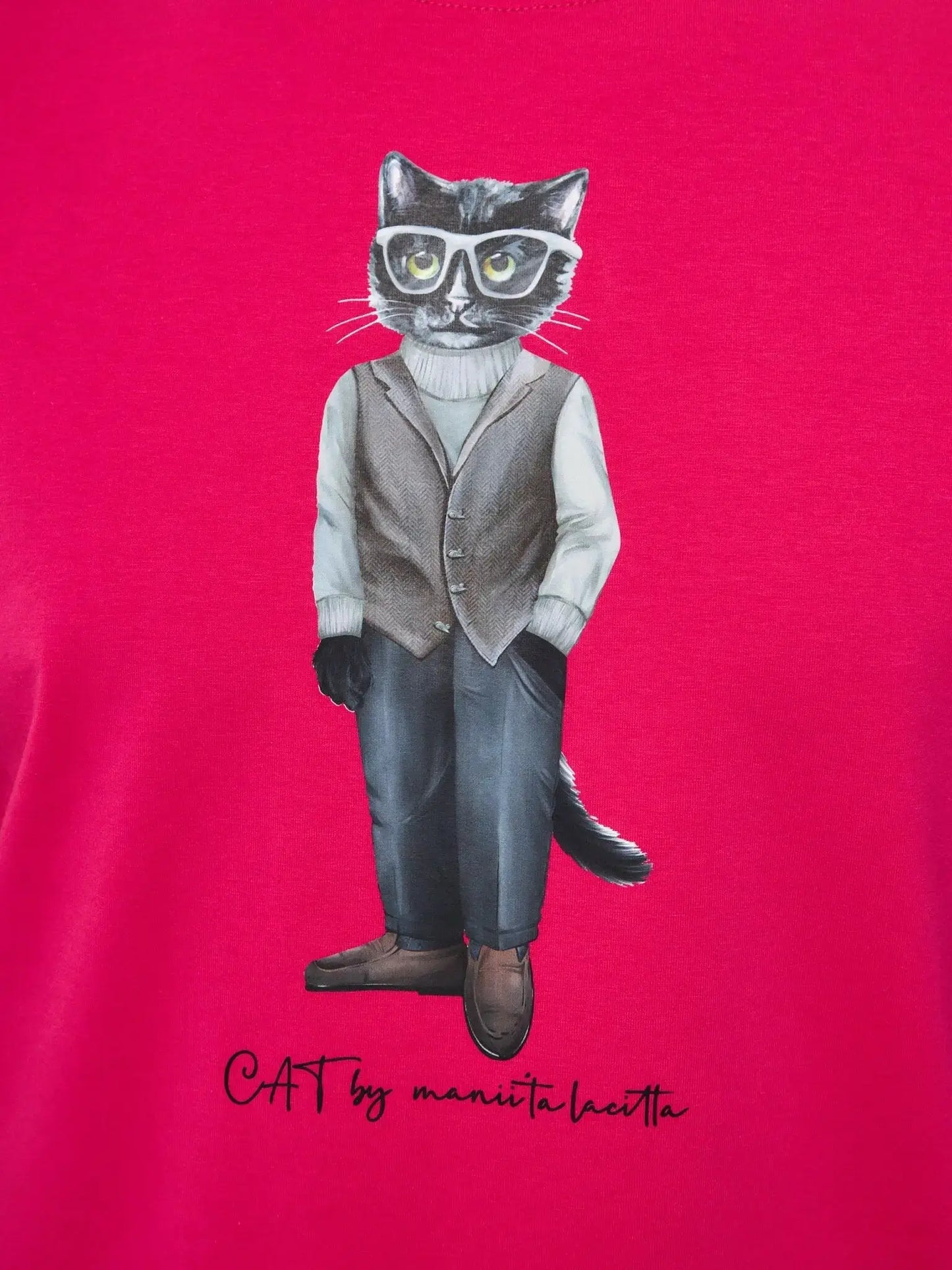 Pink t-shirt minimalist cat - Funny Cat T-shirt | For Cat Lovers | CAT by maniita lacitta