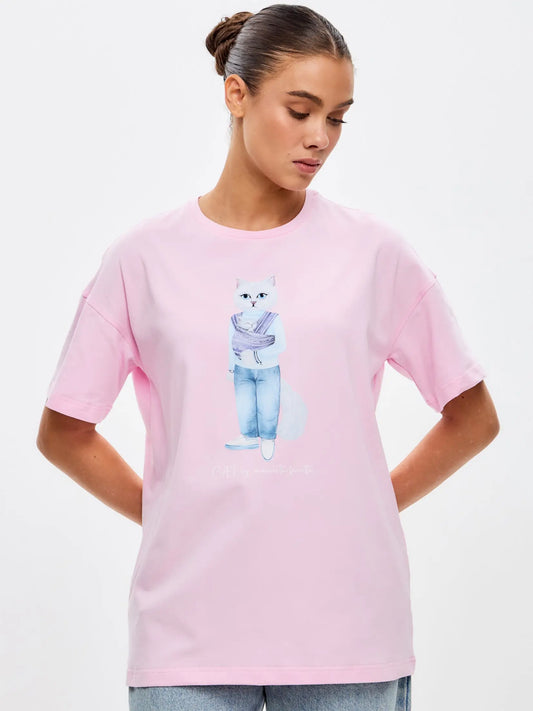Pink t-shirt mother cat - Funny Cat T-shirt | For Cat Lovers | CAT by maniita lacitta
