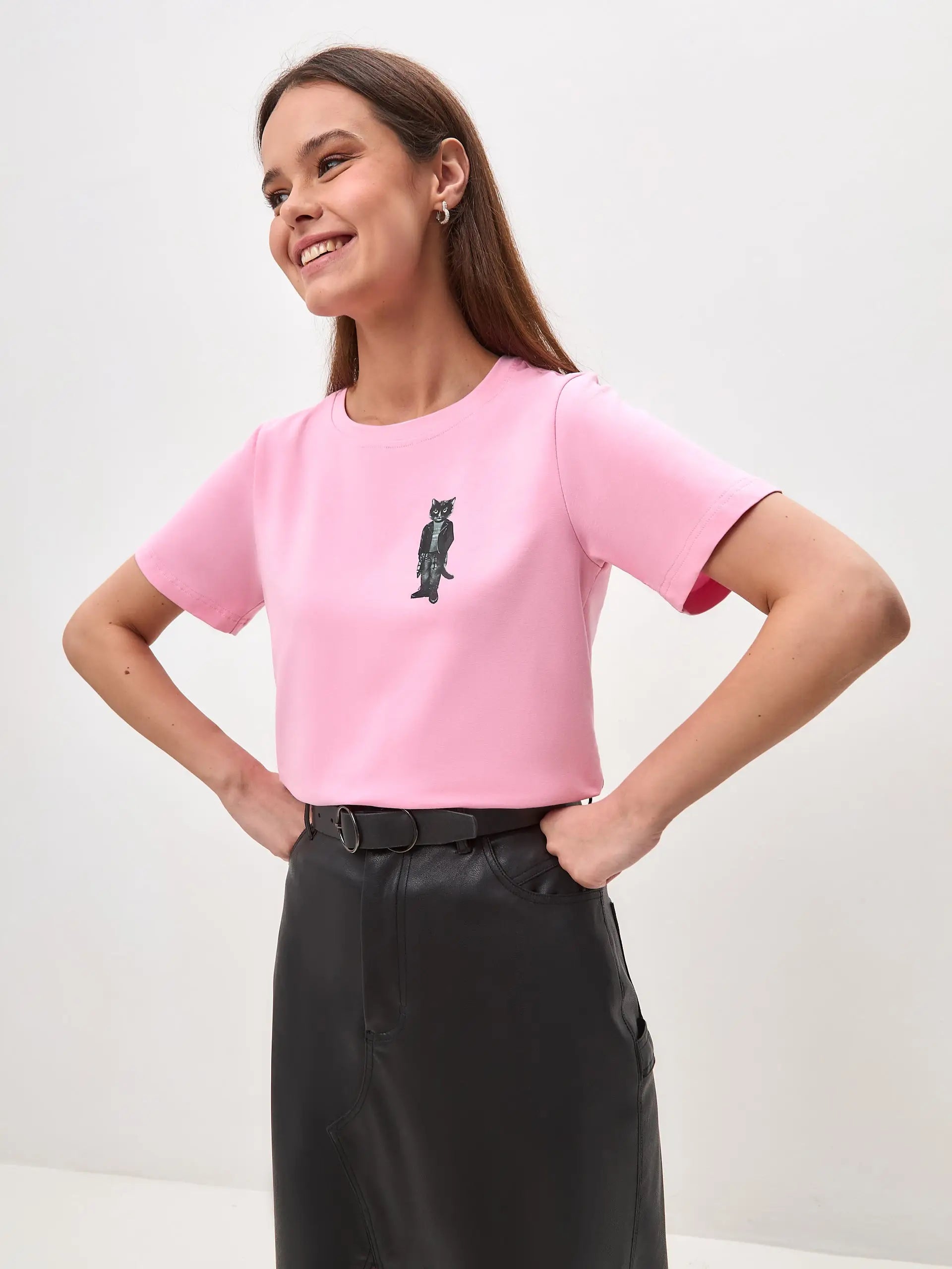 Pink t-shirt rocker cat - Funny Cat T-shirt | For Cat Lovers | CAT by maniita lacitta