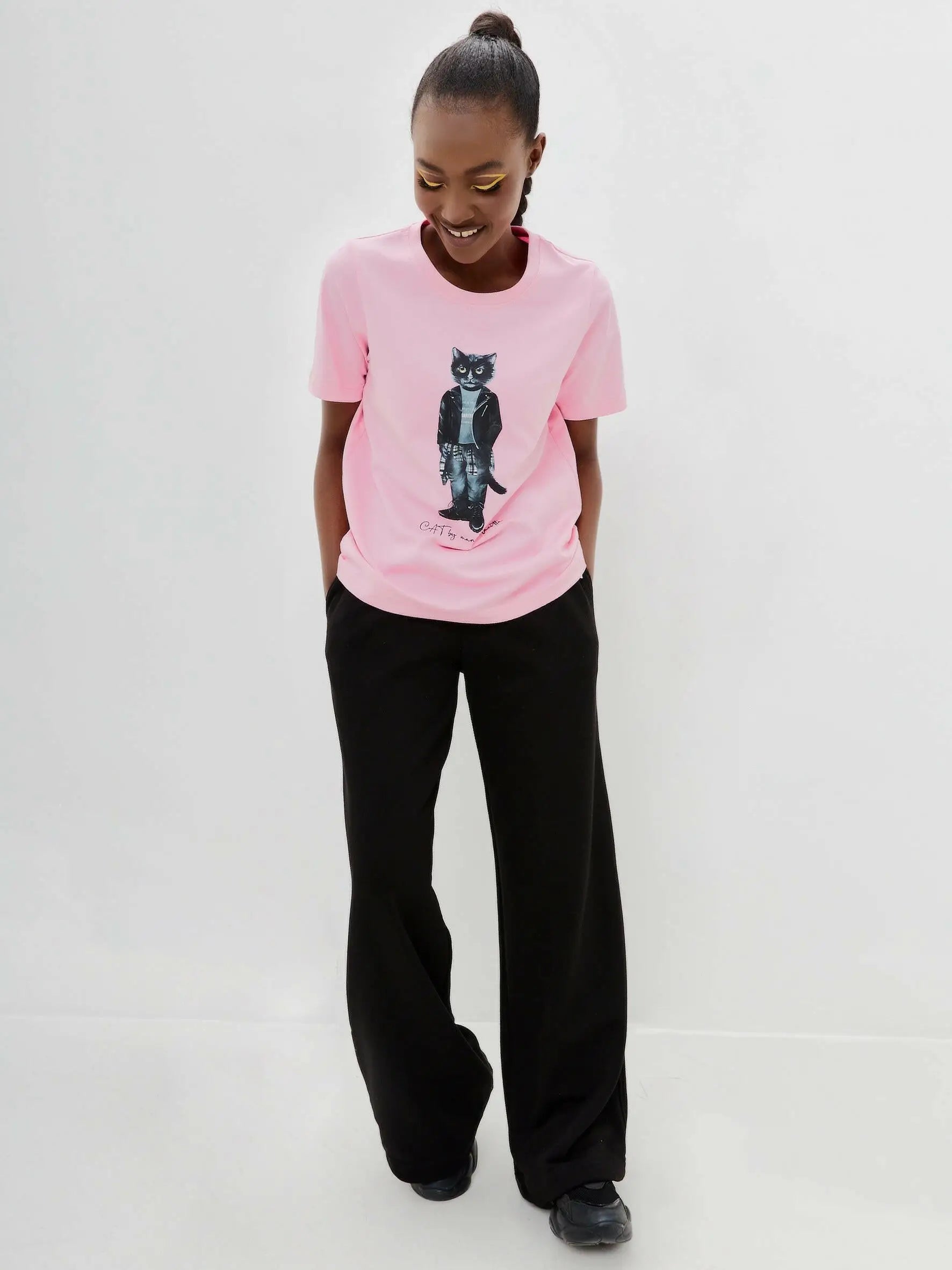 Pink t-shirt rocker cat - Funny Cat T-shirt | For Cat Lovers | CAT by maniita lacitta