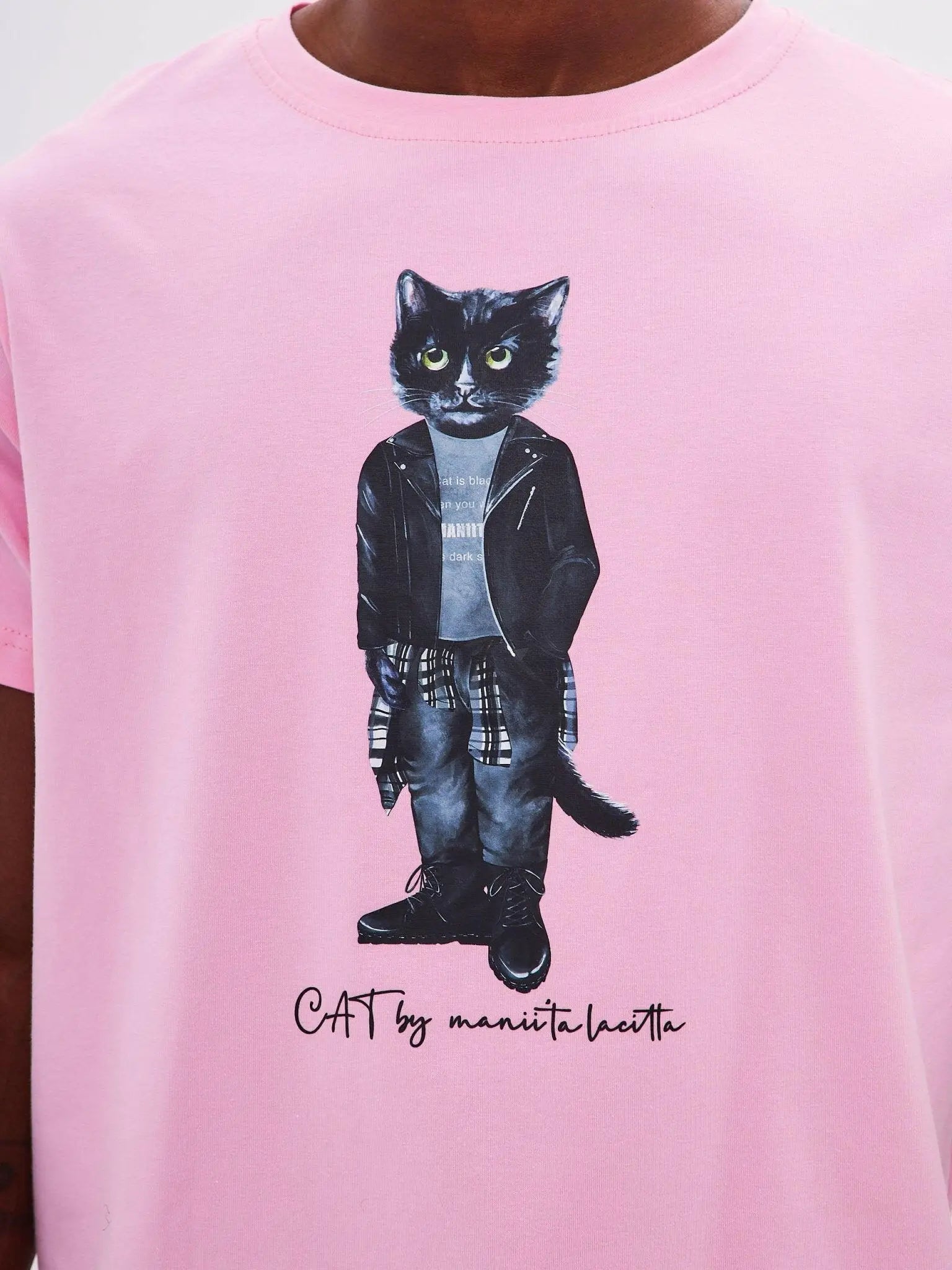 Pink t-shirt rocker cat - Funny Cat T-shirt | For Cat Lovers | CAT by maniita lacitta
