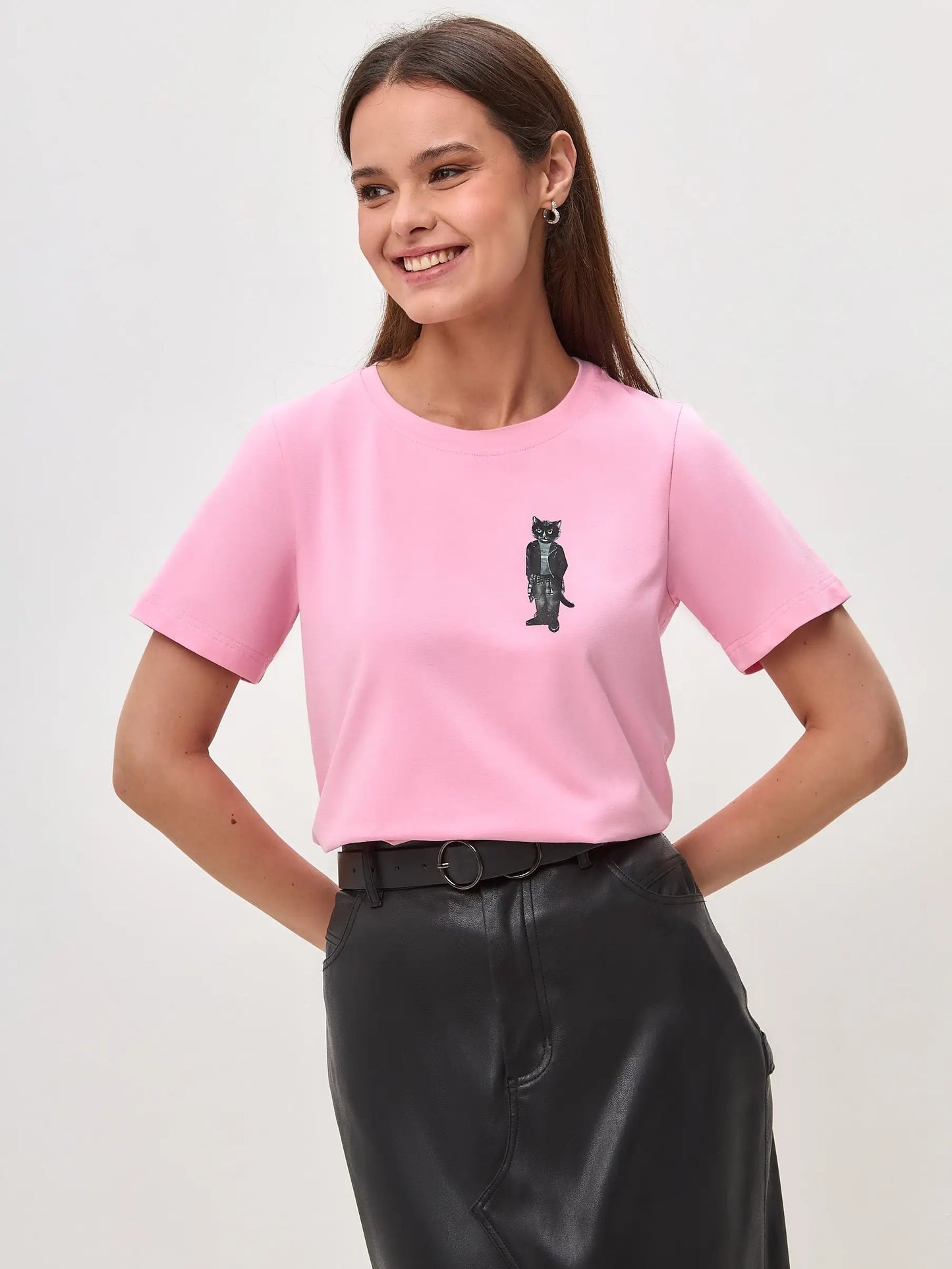 Pink t-shirt rocker cat - Funny Cat T-shirt | For Cat Lovers | CAT by maniita lacitta