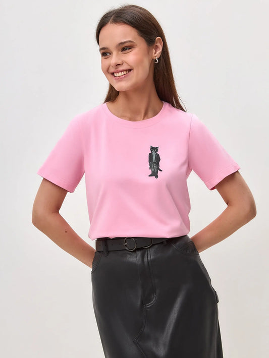 Pink t-shirt rocker cat - Funny Cat T-shirt | For Cat Lovers | CAT by maniita lacitta