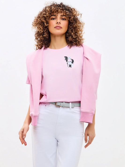 Pink t-shirt white rider cat - Funny Cat T-shirt | For Cat Lovers | CAT by maniita lacitta