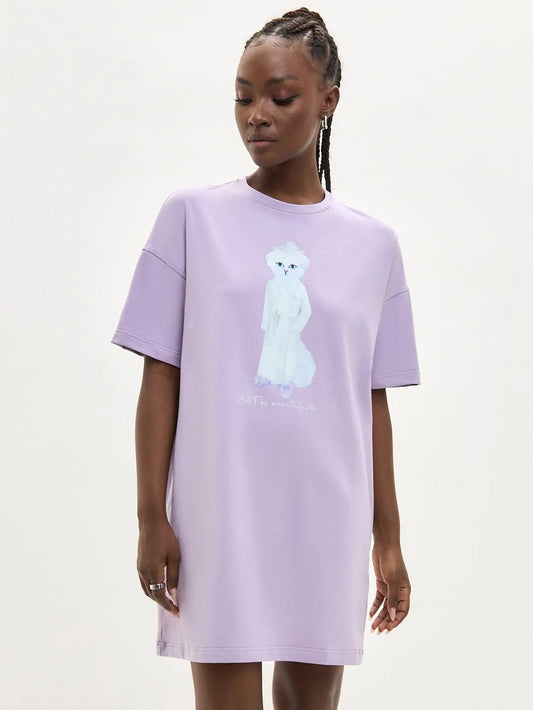 Purple oversized t-shirt spa cat - Funny Cat Loungewear | For Cat Lovers | CAT by maniita lacitta