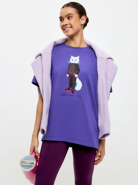 Purple oversized t-shirt sport cat - Funny Cat T-shirt | For Cat Lovers | CAT by maniita lacitta