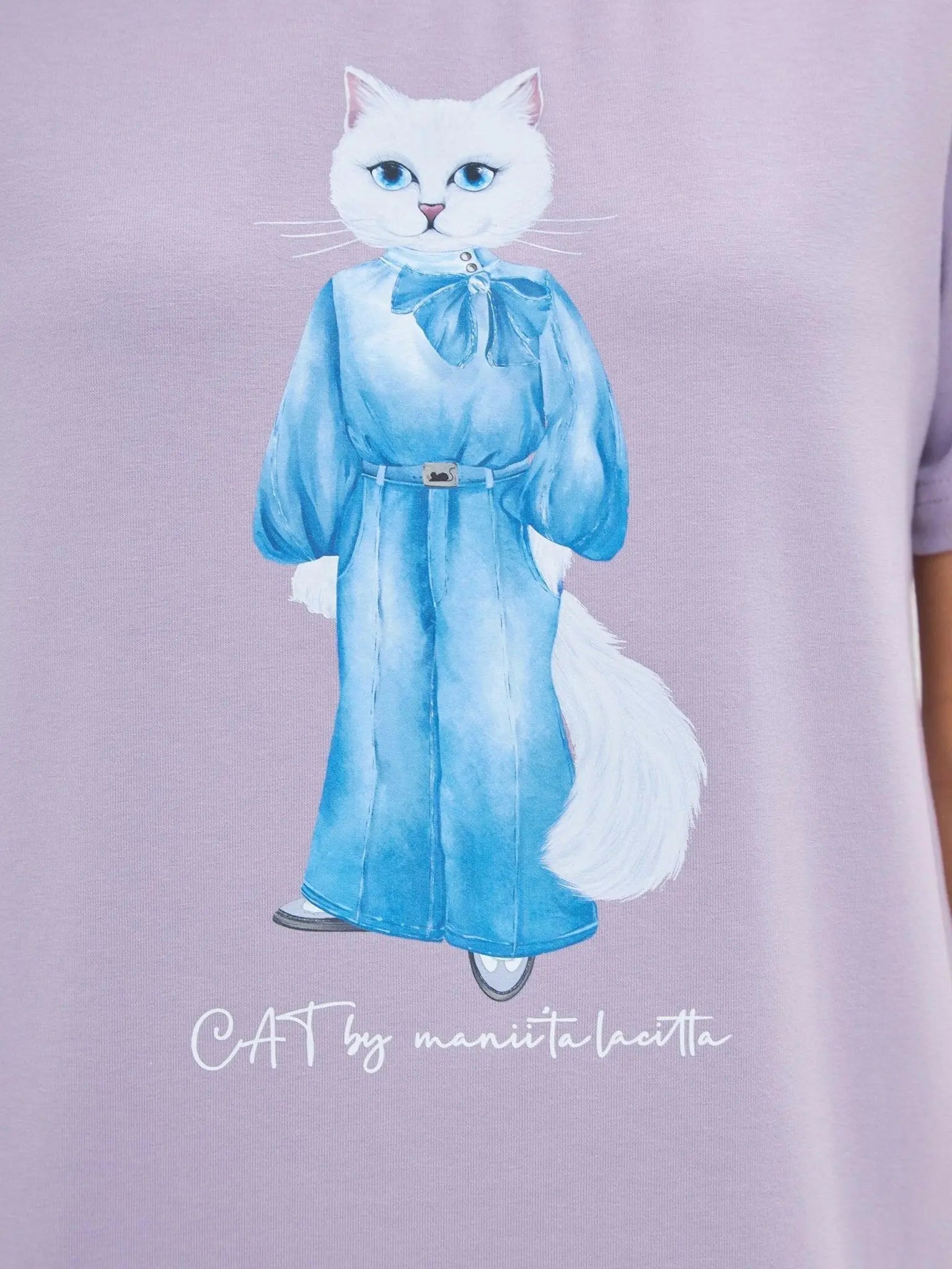 Purple printed t-shirt denim cat - Funny Cat T-shirt | For Cat Lovers | CAT by maniita lacitta