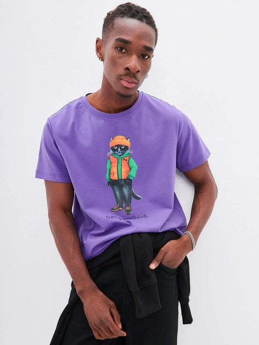 Purple printed t-shirt hoodie cat - Funny Cat T-shirt | For Cat Lovers | CAT by maniita lacitta