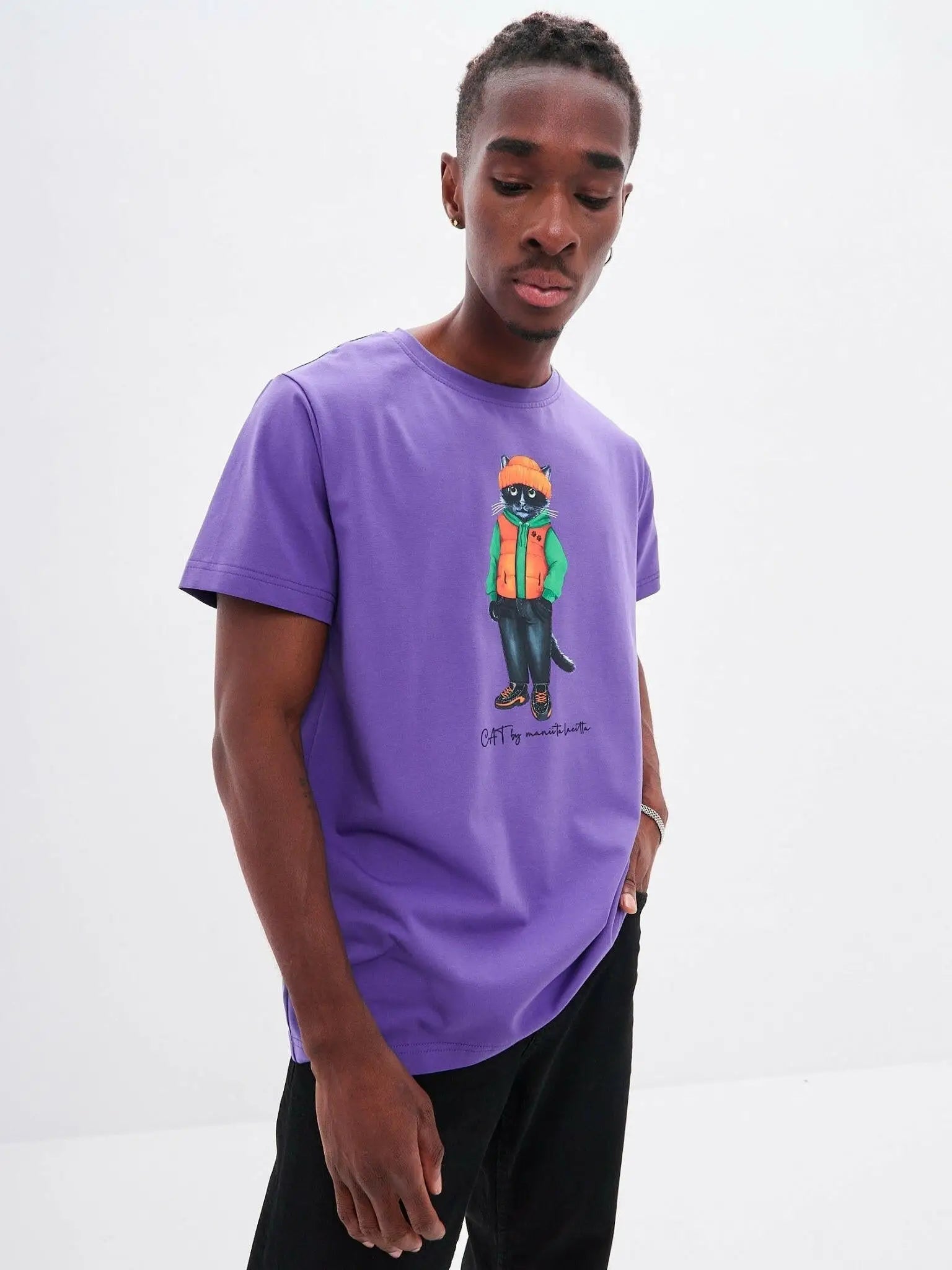 Purple printed t-shirt hoodie cat - Funny Cat T-shirt | For Cat Lovers | CAT by maniita lacitta
