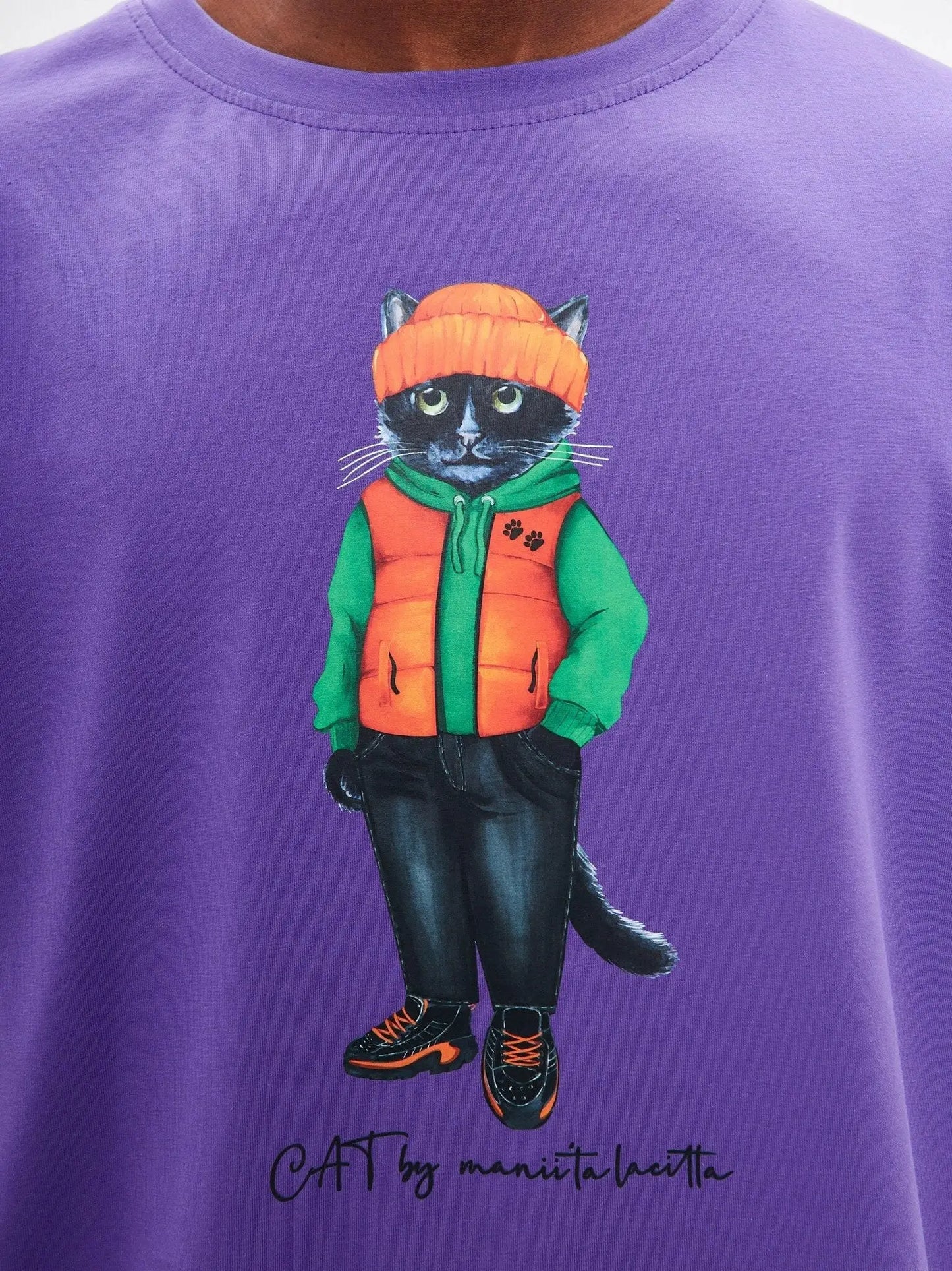 Purple printed t-shirt hoodie cat - Funny Cat T-shirt | For Cat Lovers | CAT by maniita lacitta
