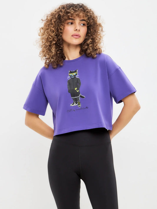 Purple short oversized t-shirt sport cat - Funny Cat T-shirt | For Cat Lovers | CAT by maniita lacitta