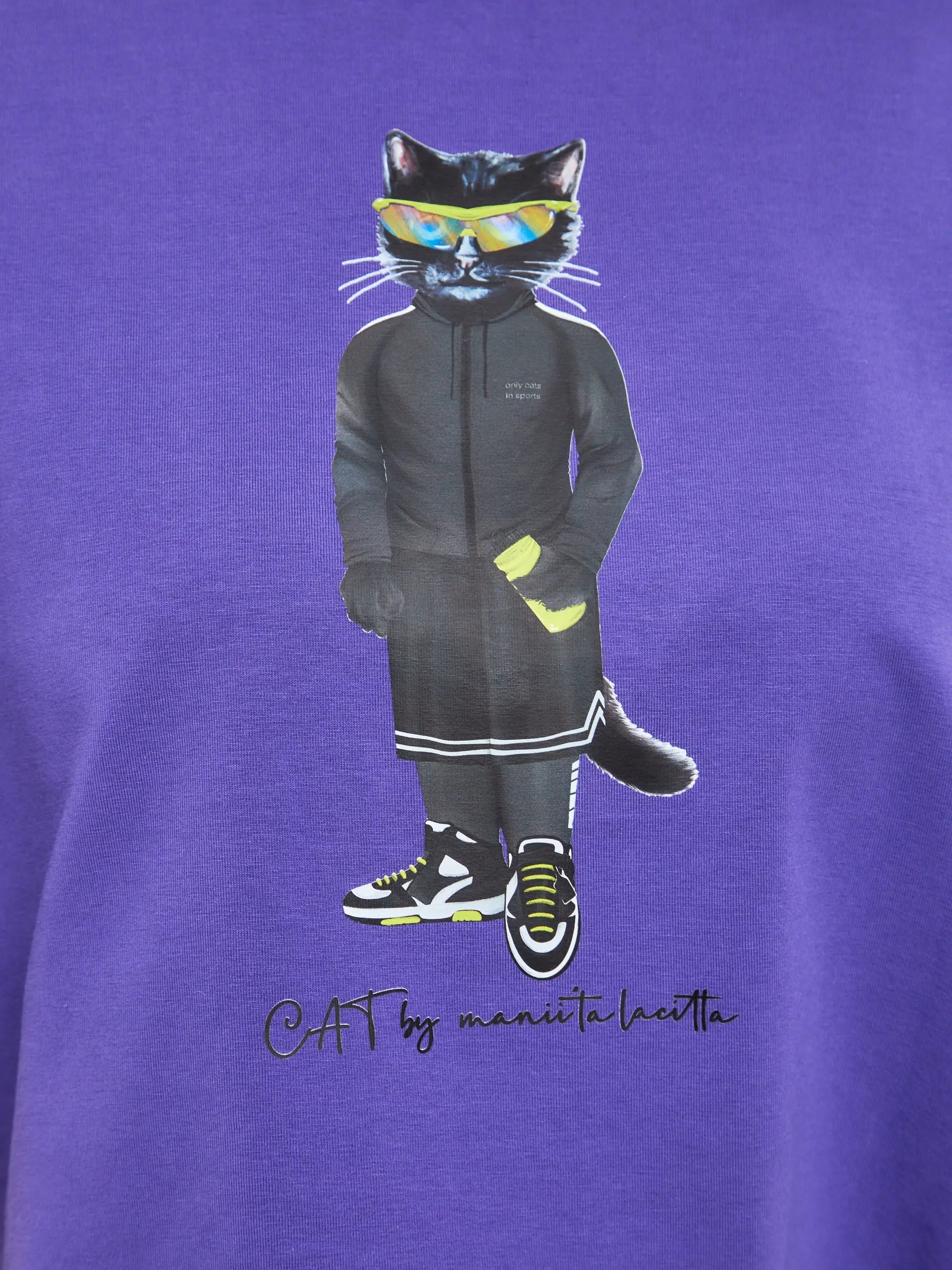 Purple short oversized t-shirt sport cat - Funny Cat T-shirt | For Cat Lovers | CAT by maniita lacitta