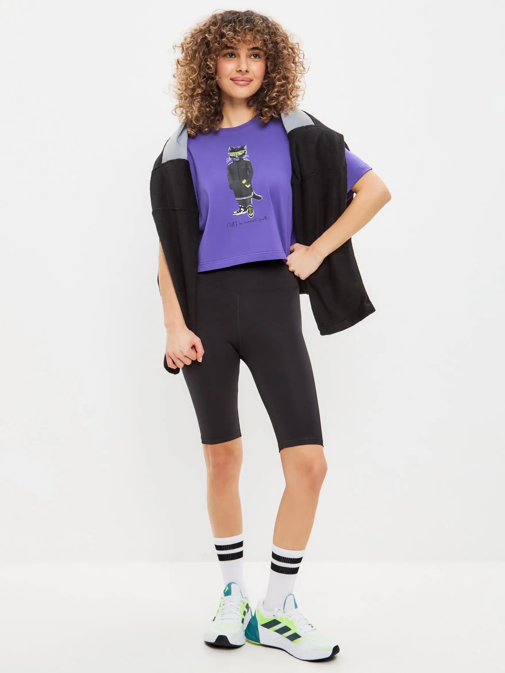 Purple short oversized t-shirt sport cat - Funny Cat T-shirt | For Cat Lovers | CAT by maniita lacitta