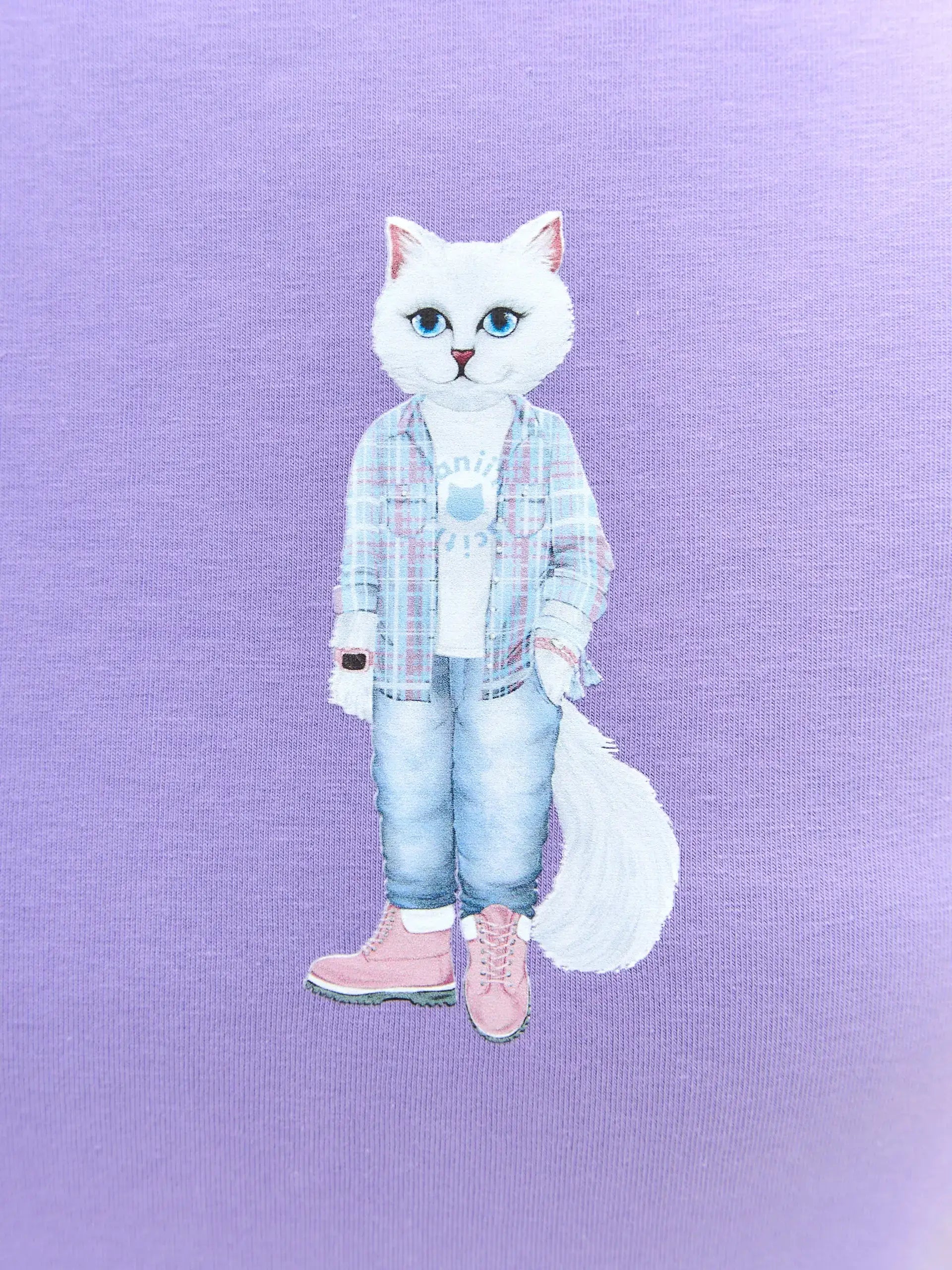 Purple Printed T-shirt COUNTRY WHITE CAT - T-shirt