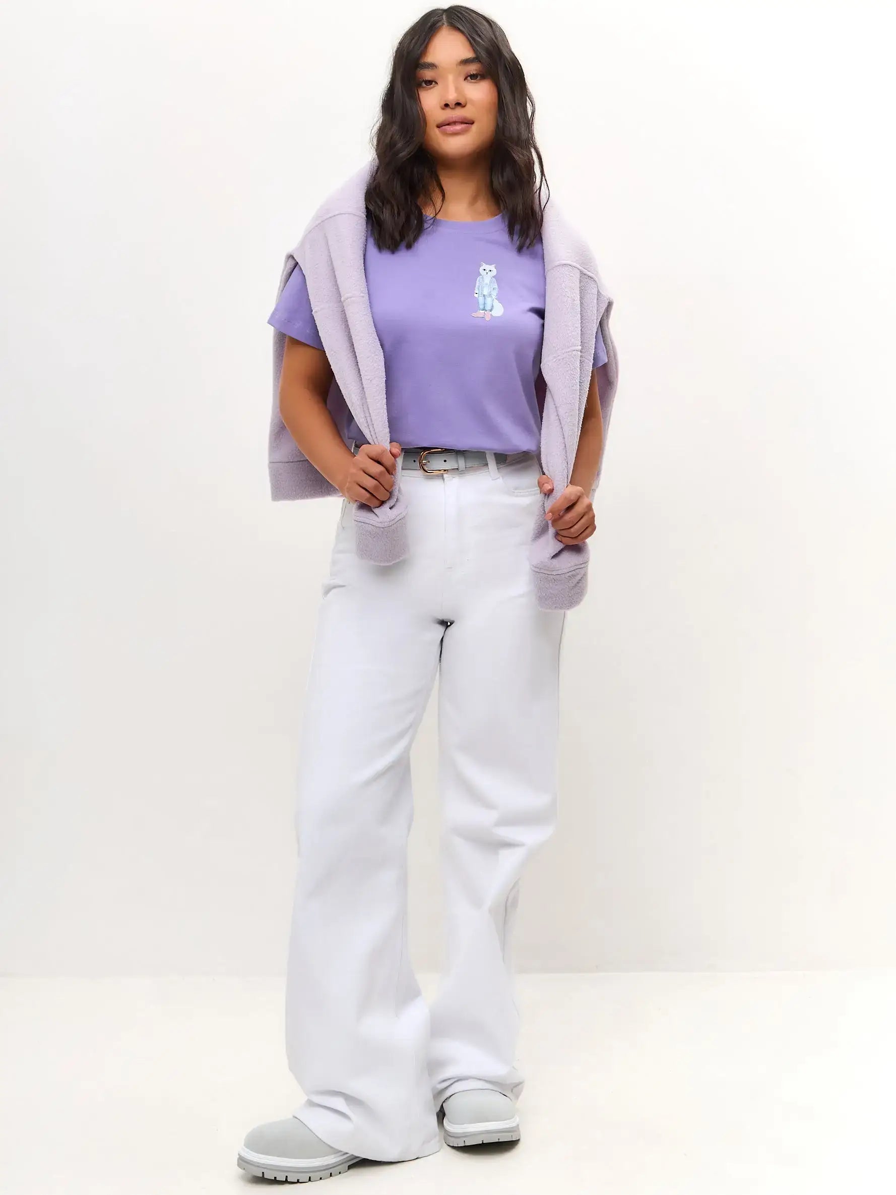 Purple Printed T-shirt COUNTRY WHITE CAT - T-shirt