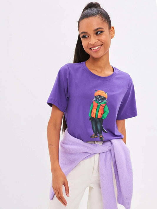 Purple t-shirt hoodie cat - Funny Cat T-shirt | For Cat Lovers | CAT by maniita lacitta