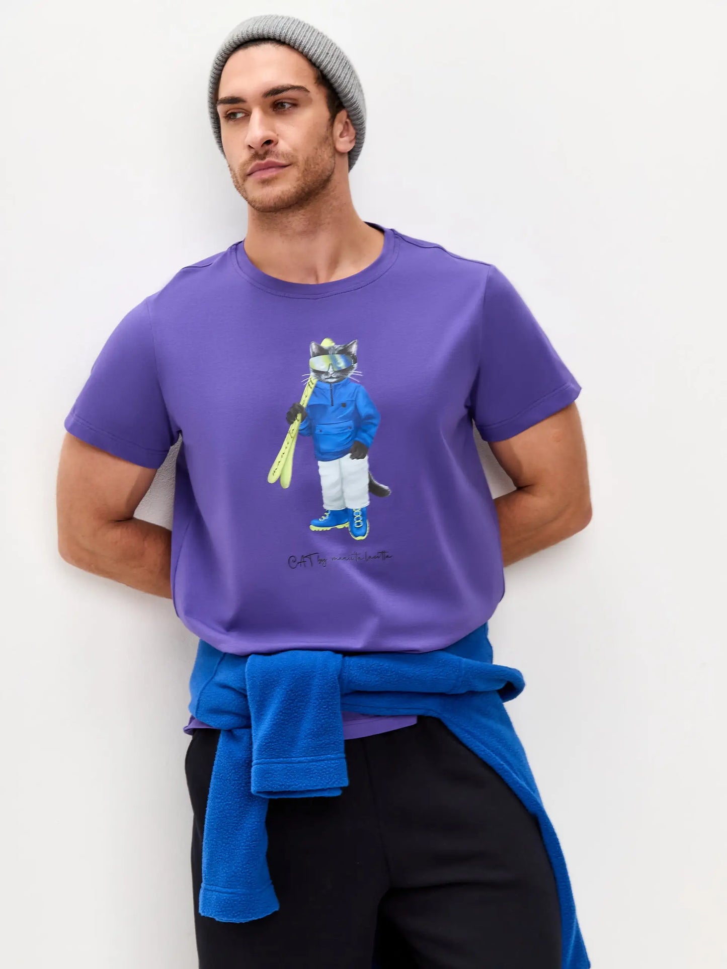 Purple t-shirt ski cat - Funny Cat T-shirt | For Cat Lovers | CAT by maniita lacitta