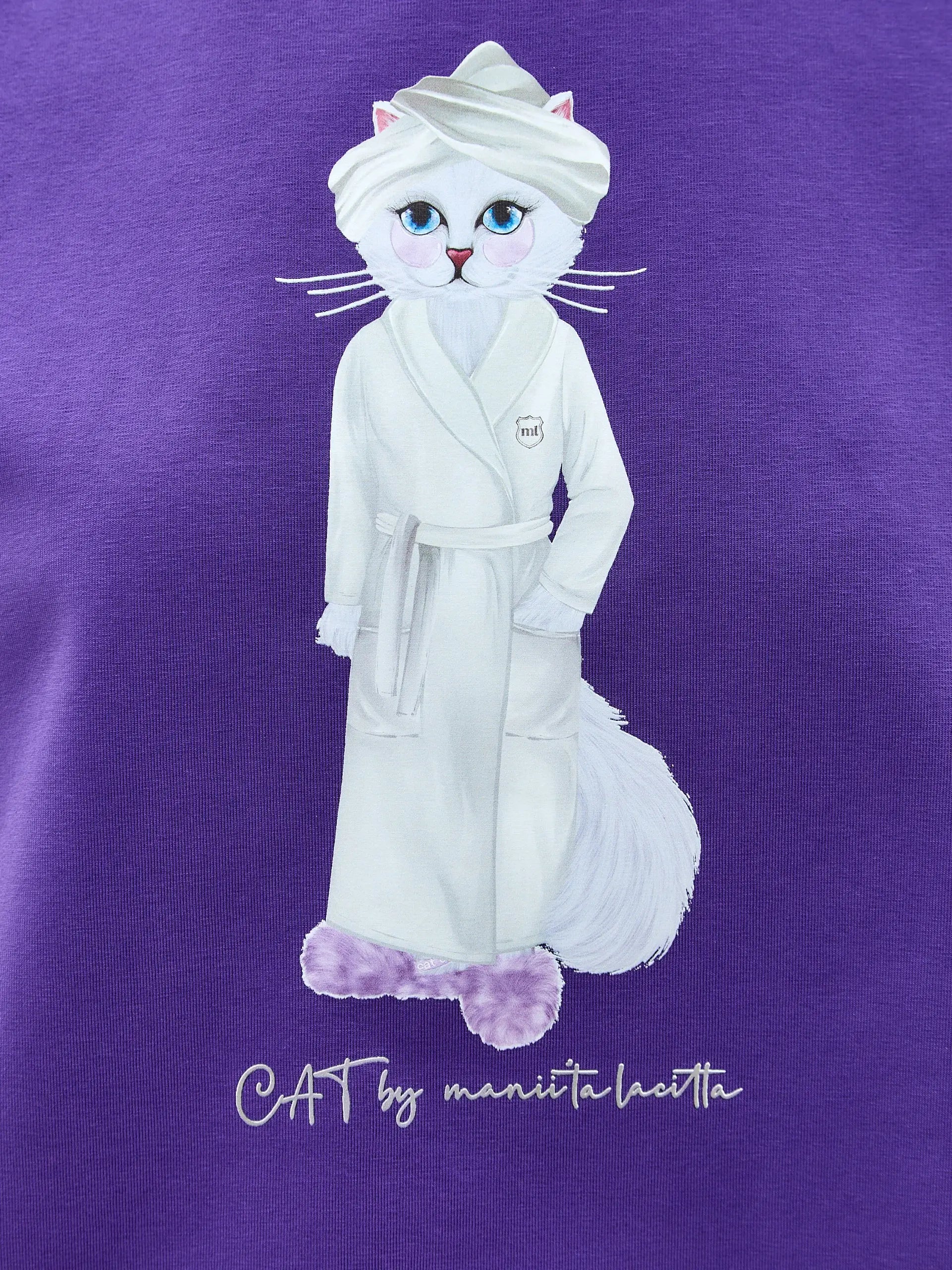 Purple t-shirt spa cat - Funny Cat Loungewear | For Cat Lovers | CAT by maniita lacitta