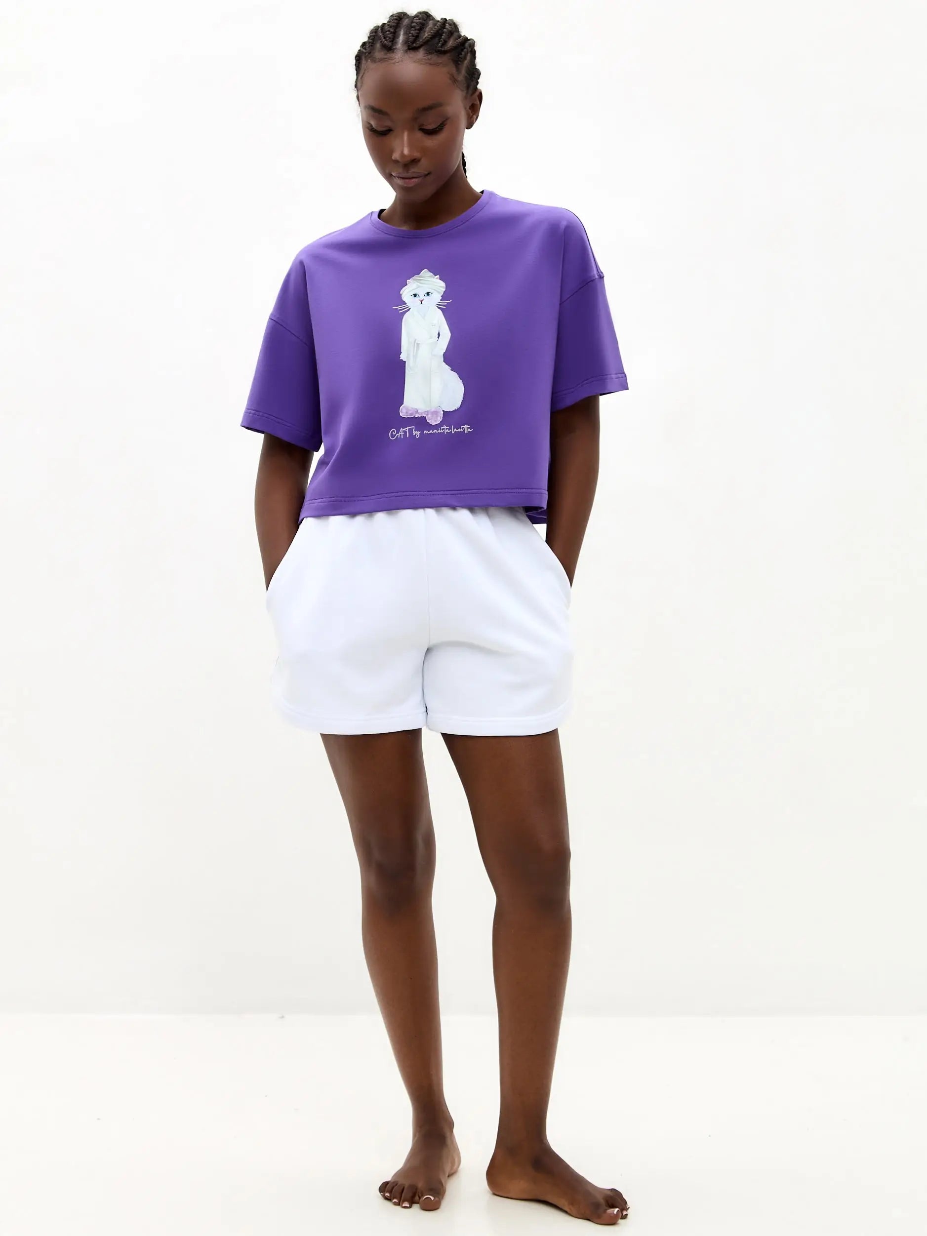 Purple t-shirt spa cat - Funny Cat Loungewear | For Cat Lovers | CAT by maniita lacitta