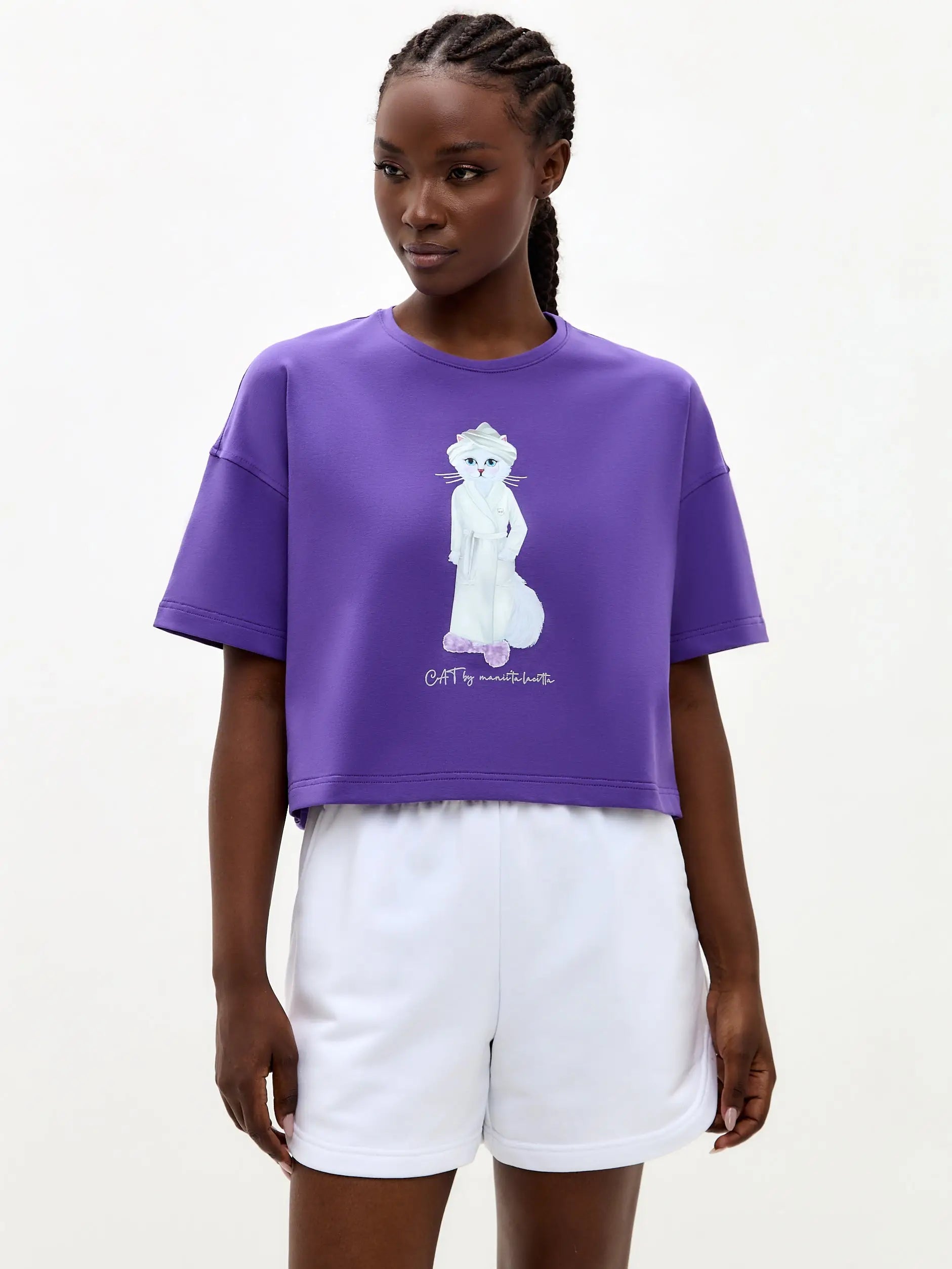 Purple t-shirt spa cat - Funny Cat Loungewear | For Cat Lovers | CAT by maniita lacitta
