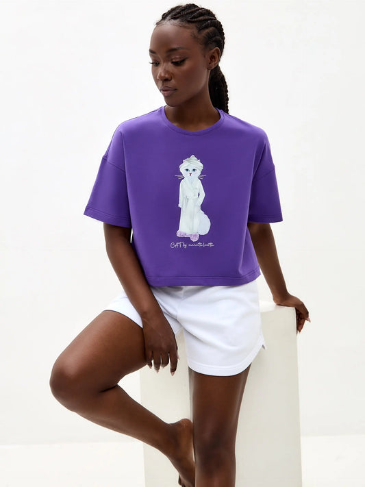 Purple t-shirt spa cat - Funny Cat Loungewear | For Cat Lovers | CAT by maniita lacitta