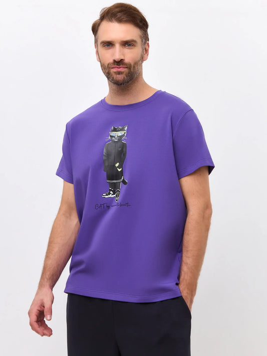 Purple t-shirt sport cat - Funny Cat T-shirt | For Cat Lovers | CAT by maniita lacitta