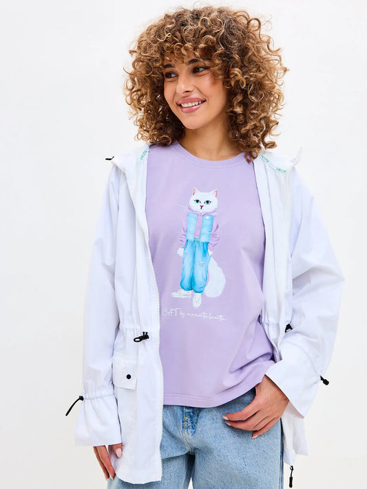 Purple t-shirt walking cat - Funny Cat T-shirt | For Cat Lovers | CAT by maniita lacitta