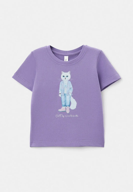 Purple t-shirt white country cat - Funny Cat T-shirt | For Cat Lovers | CAT by maniita lacitta