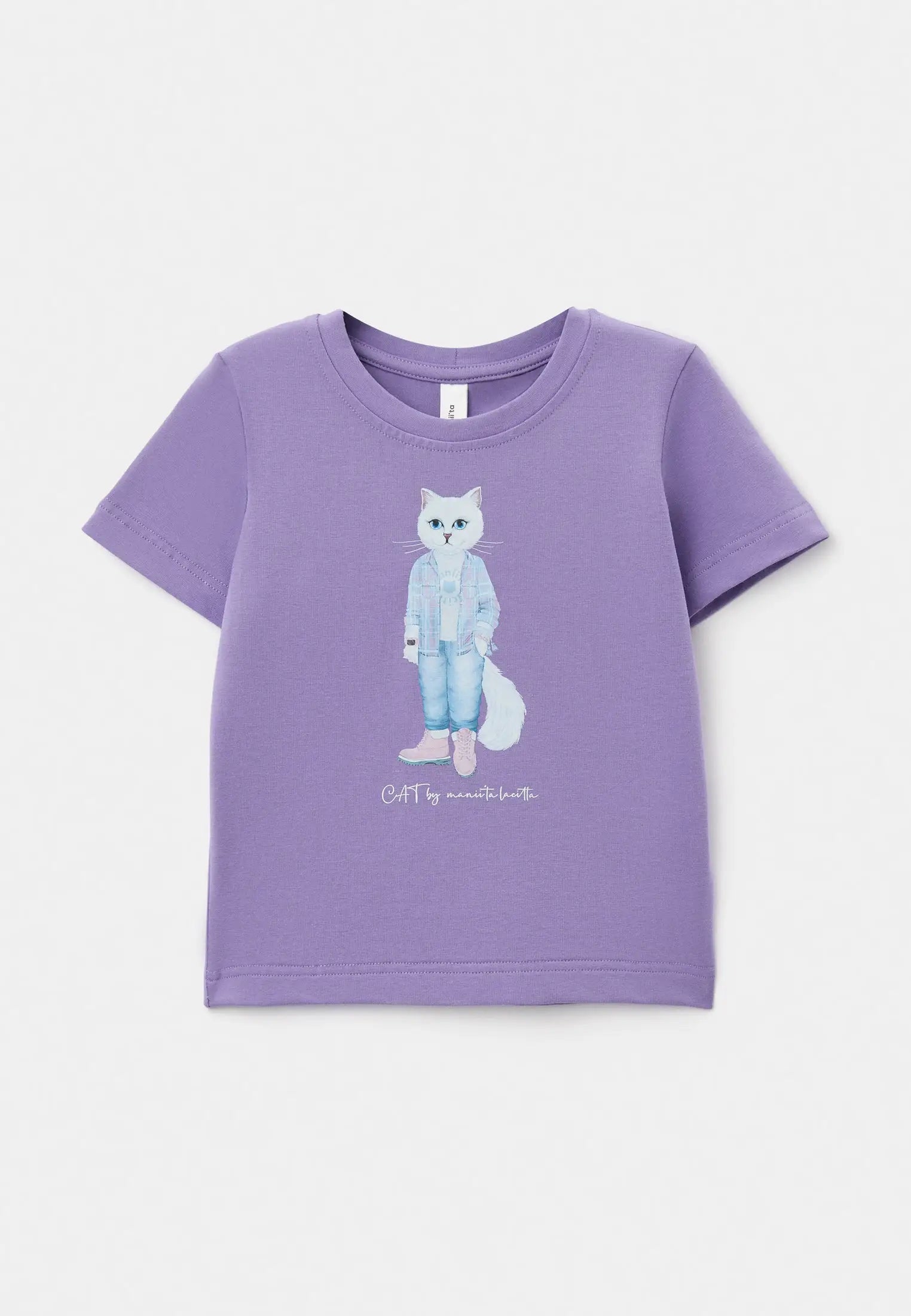 Purple t-shirt white country cat - Funny Cat T-shirt | For Cat Lovers | CAT by maniita lacitta