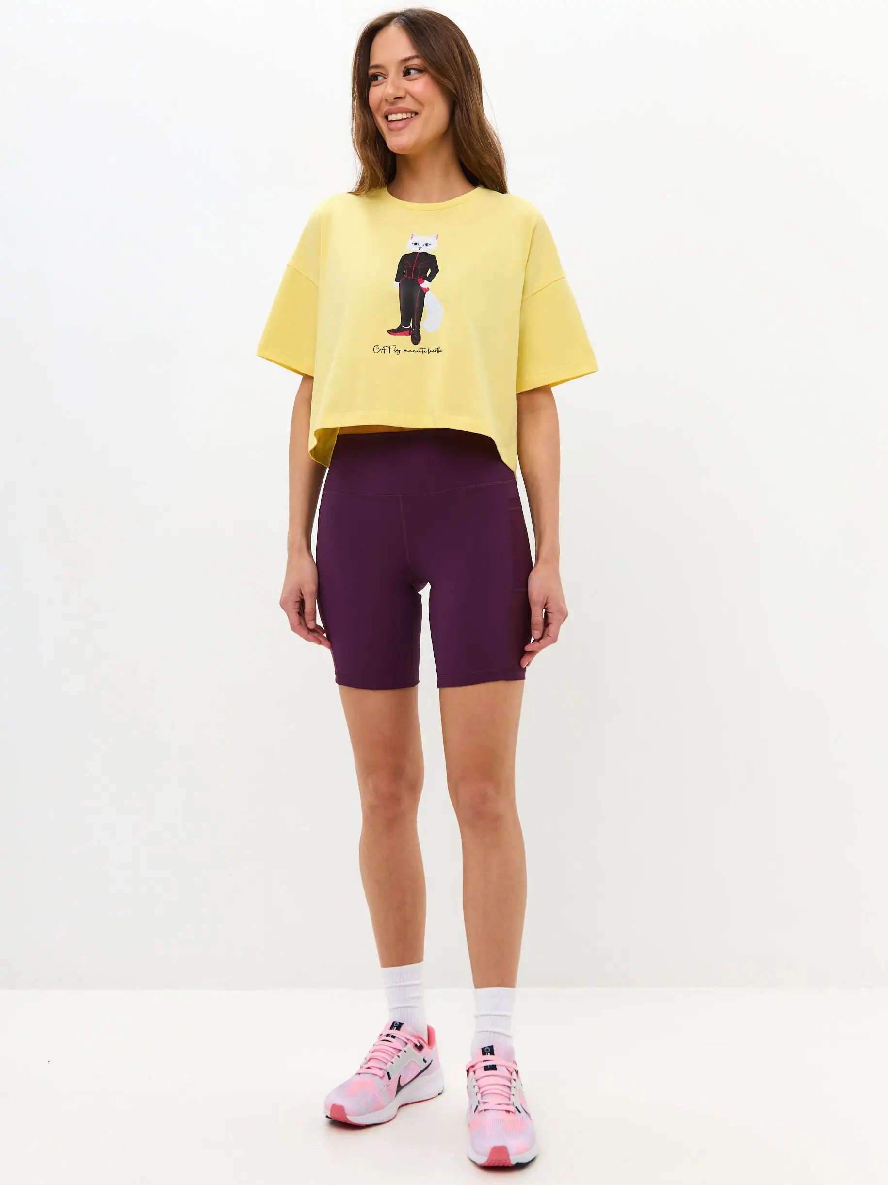 Purple women’s sport shorts cat - Funny Cat Bottom | For Cat Lovers | CAT by maniita lacitta
