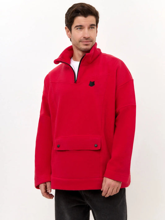 Red fleece sweatshirt - Funny Cat Fleece (recycled) | For Cat Lovers | CAT by maniita lacitta