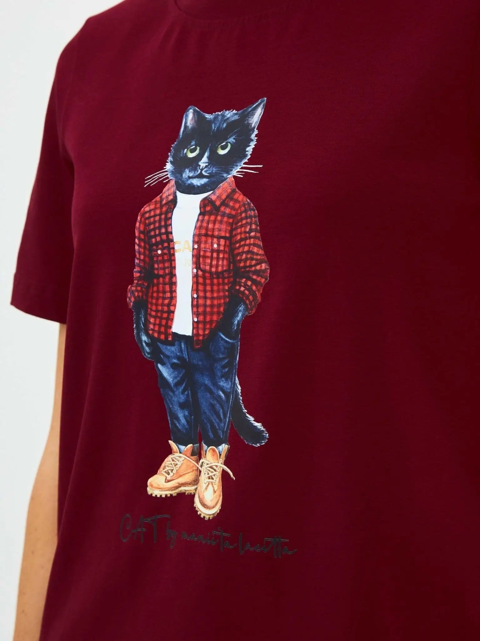 Red printed t-shirt country cat - Funny Cat T-shirt | For Cat Lovers | CAT by maniita lacitta