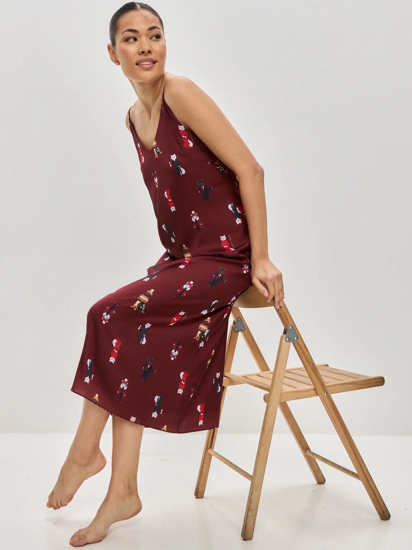 Red silk loungewear - Funny Cat Loungewear | For Cat Lovers | CAT by maniita lacitta