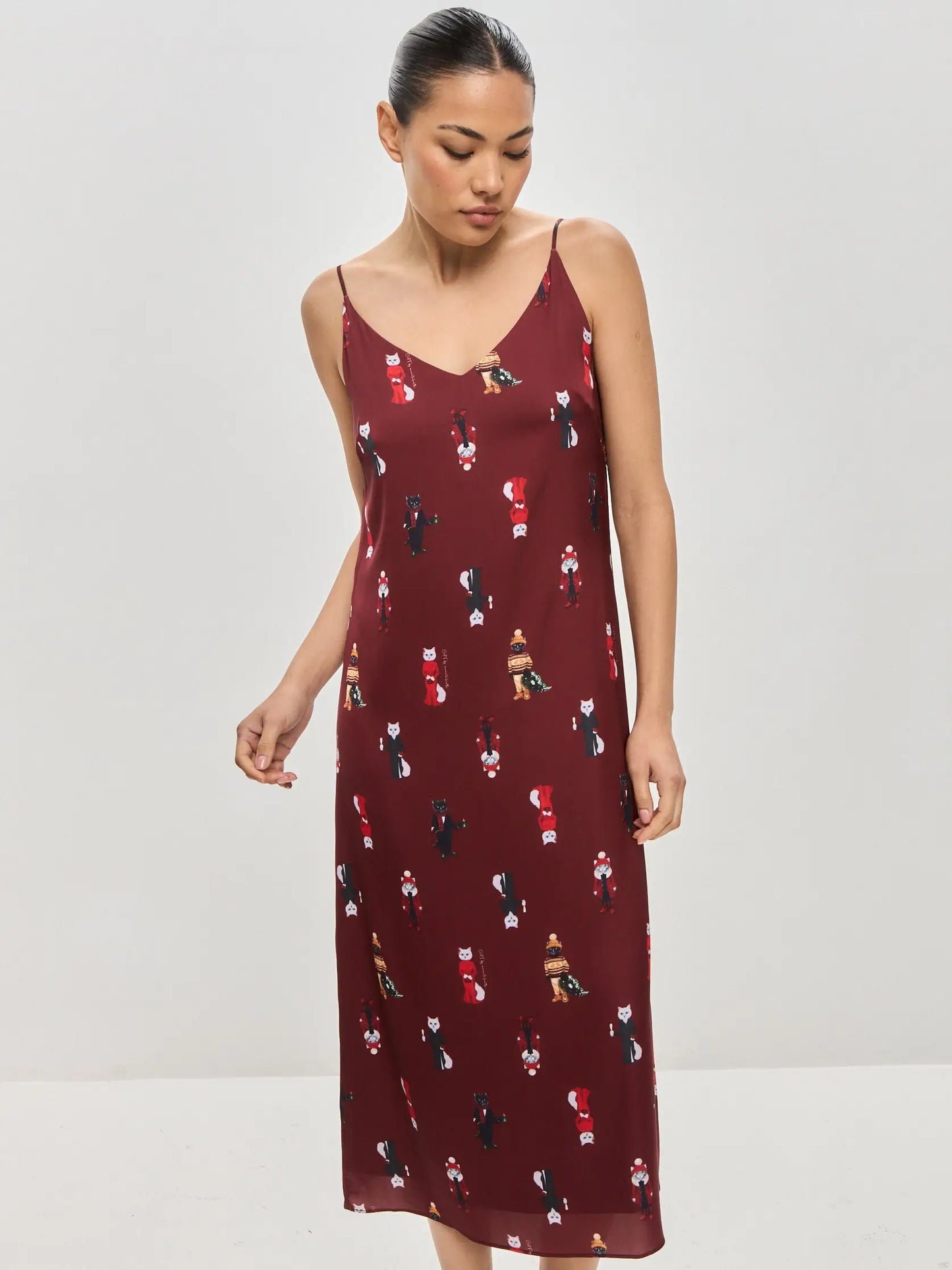 Red silk loungewear - Funny Cat Loungewear | For Cat Lovers | CAT by maniita lacitta