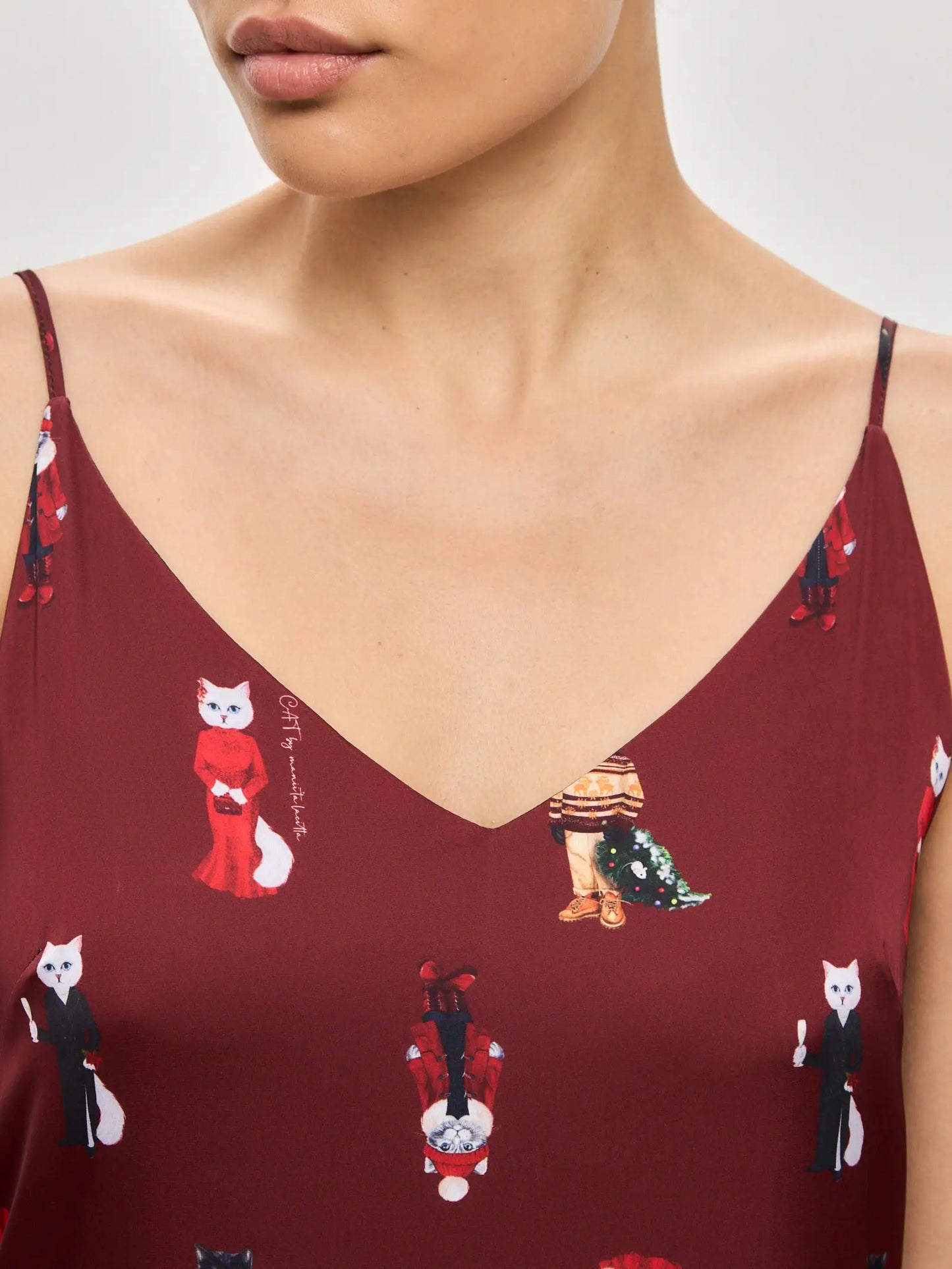 Red silk loungewear - Funny Cat Loungewear | For Cat Lovers | CAT by maniita lacitta