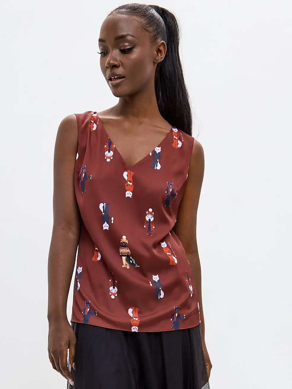 Red silk top cat - Funny Cat Silk top | For Cat Lovers | CAT by maniita lacitta