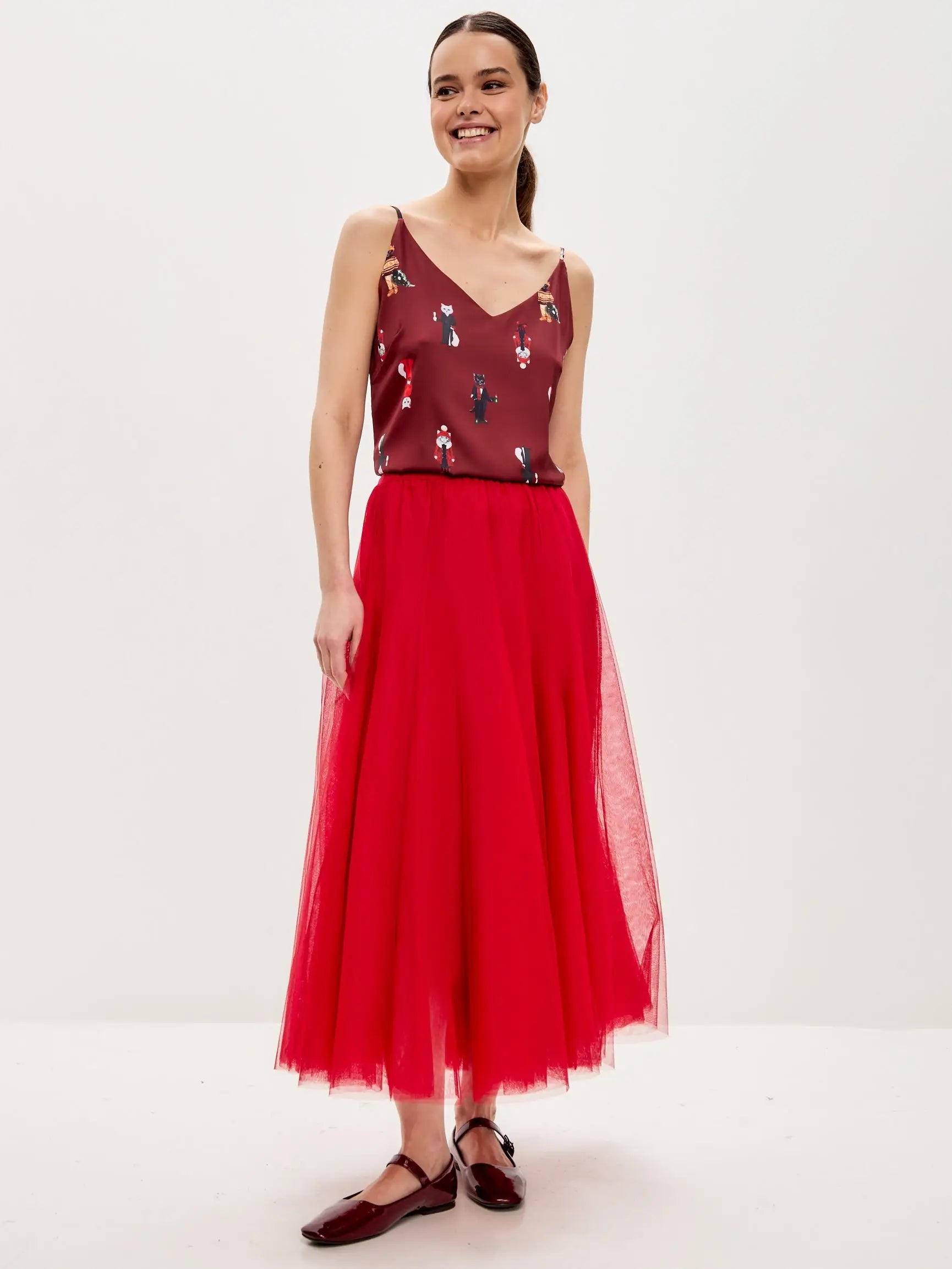 Red silk top cat - Funny Cat Silk top | For Cat Lovers | CAT by maniita lacitta