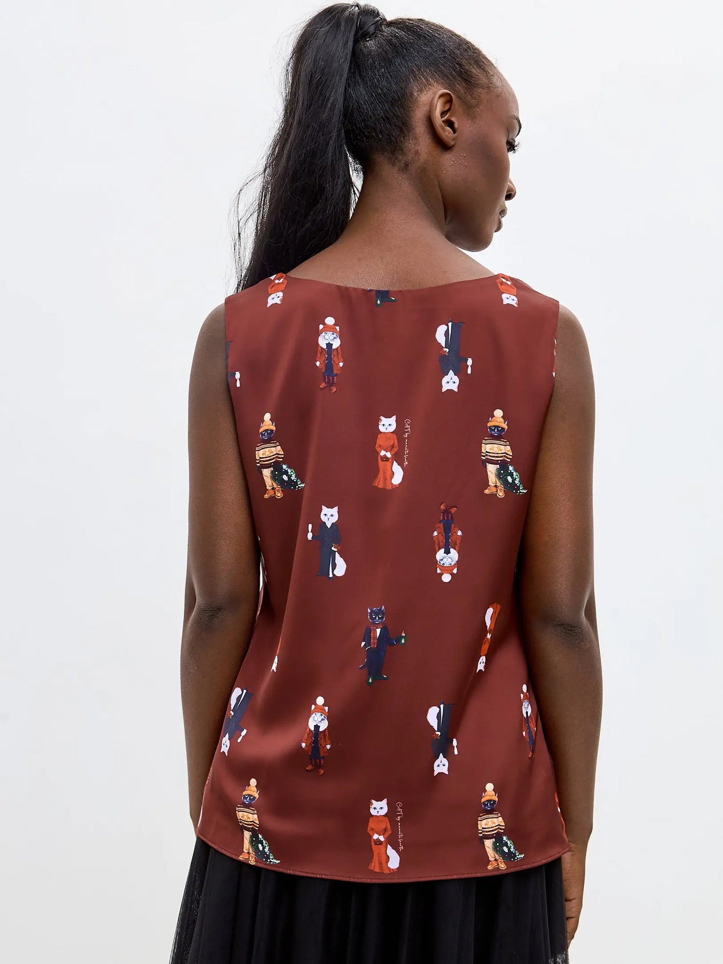 Red silk top cat - Funny Cat Silk top | For Cat Lovers | CAT by maniita lacitta