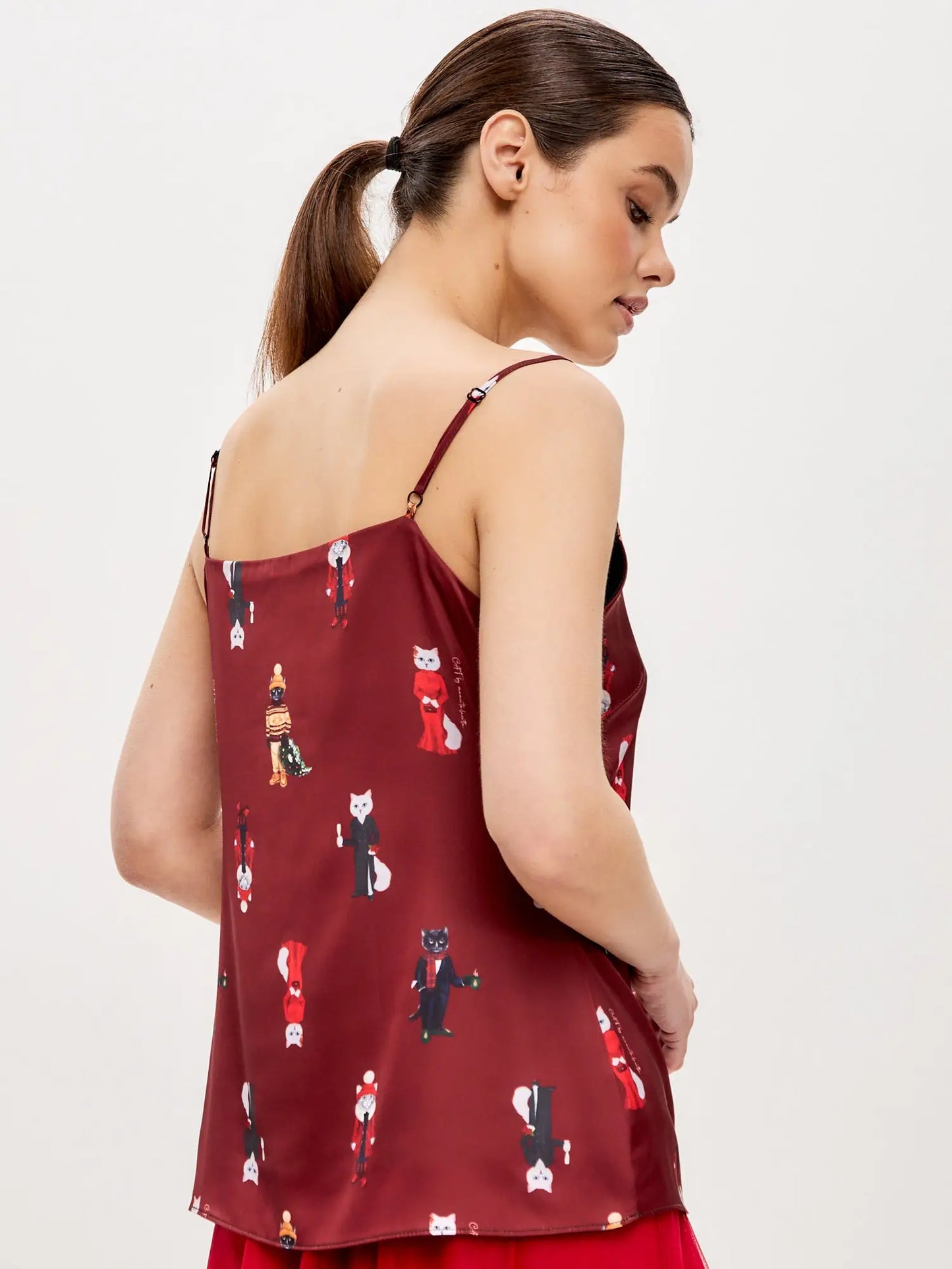 Red silk top cat - Funny Cat Silk top | For Cat Lovers | CAT by maniita lacitta