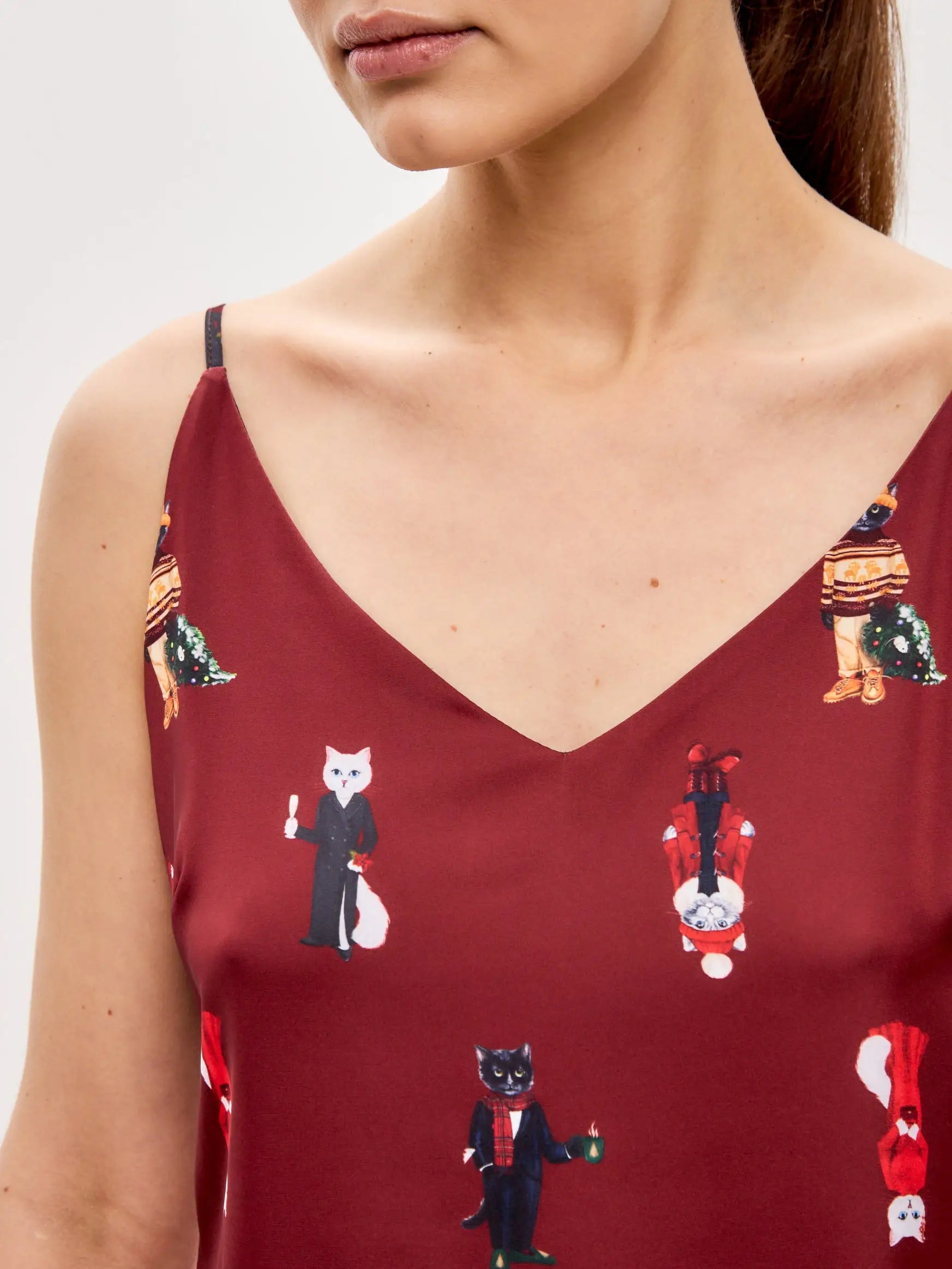 Red silk top cat - Funny Cat Silk top | For Cat Lovers | CAT by maniita lacitta