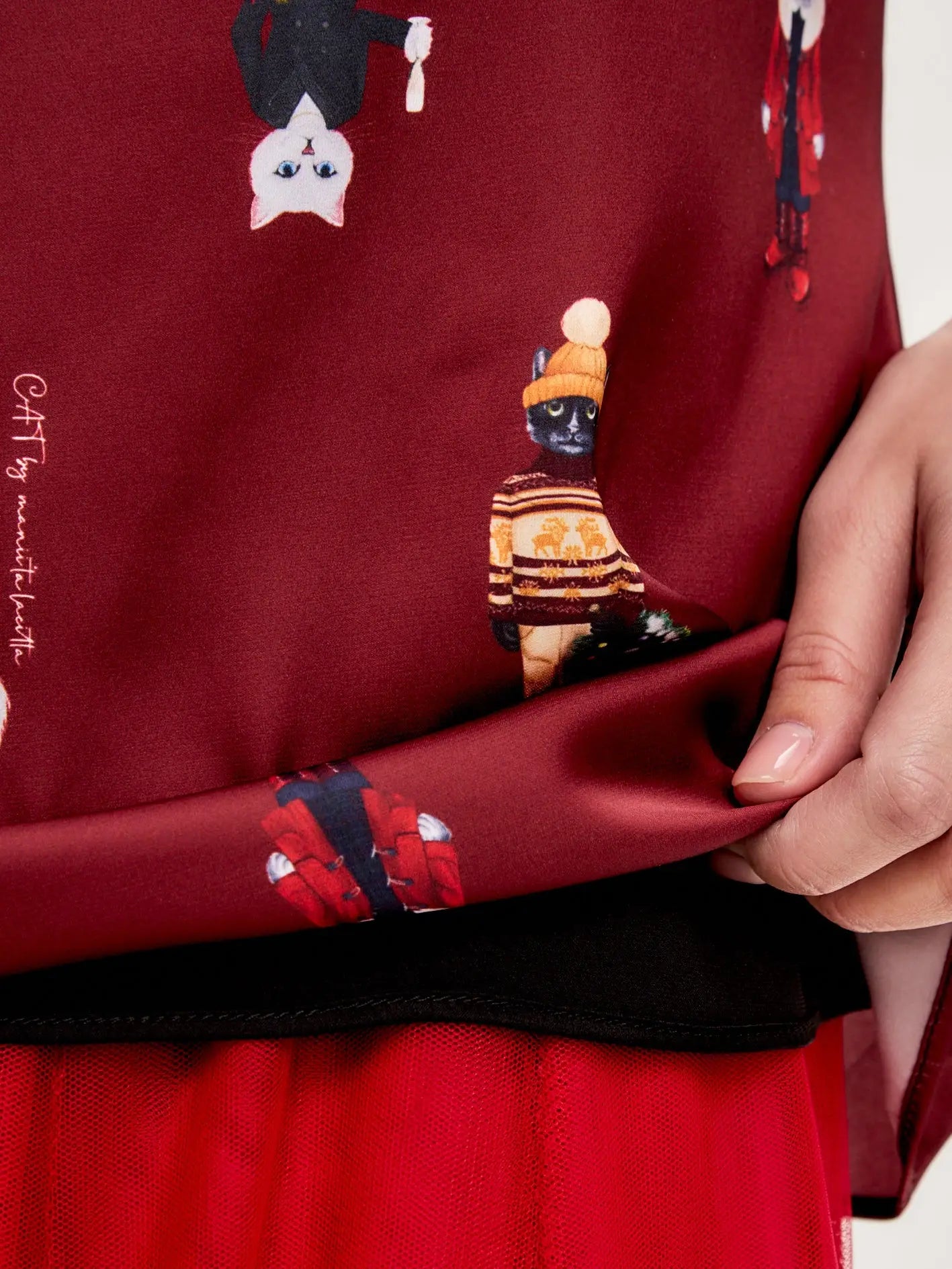 Red silk top cat - Funny Cat Silk top | For Cat Lovers | CAT by maniita lacitta