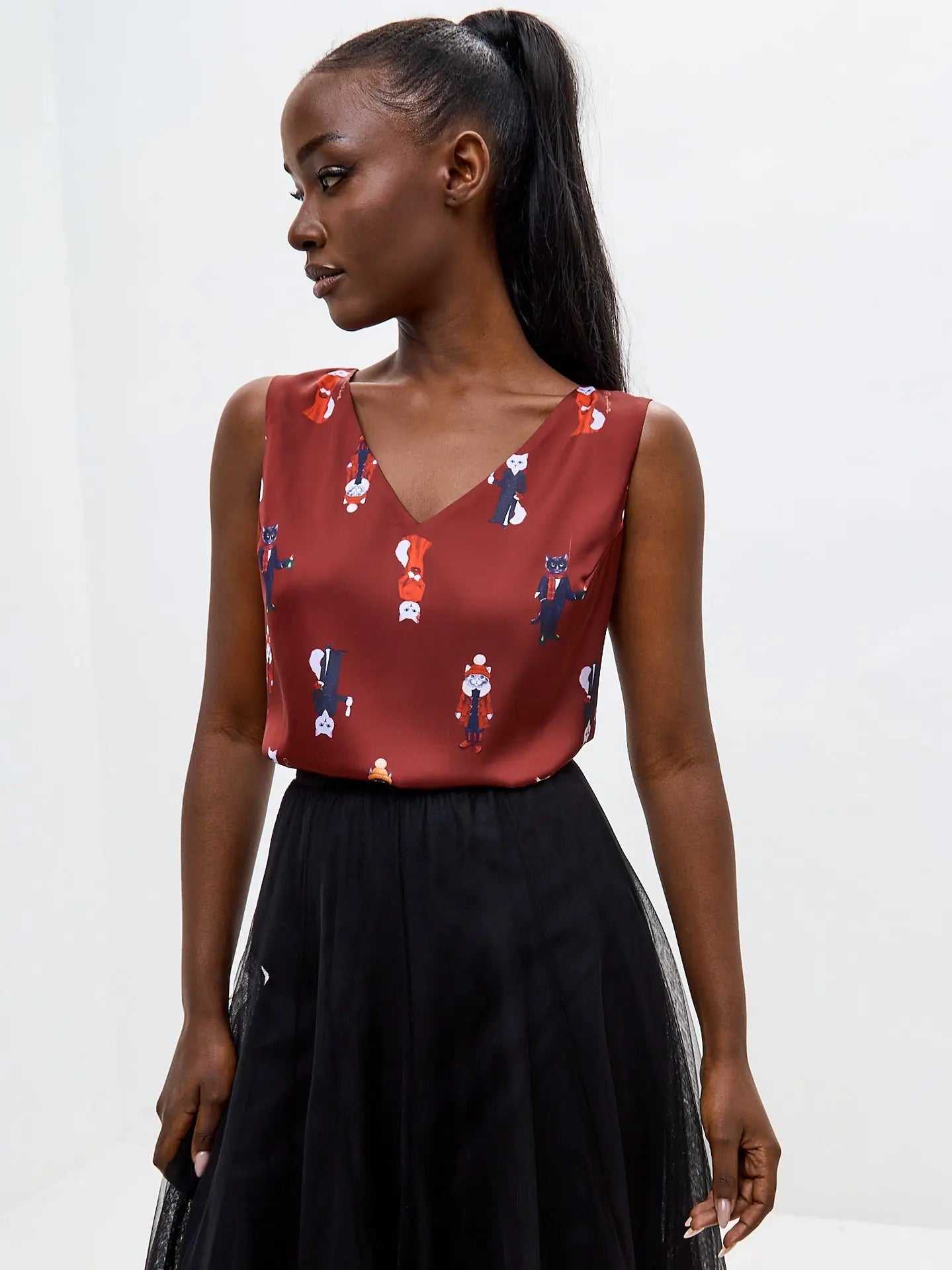 Red silk top cat - Funny Cat Silk top | For Cat Lovers | CAT by maniita lacitta